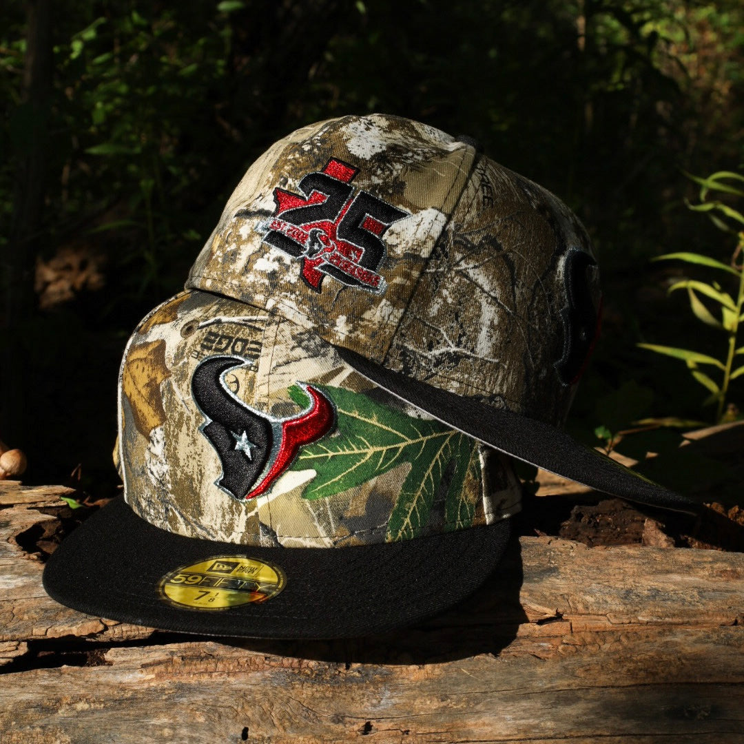 New Era Houston Texans 25th Season Side Patch Grey UV 59Fifty Fitted (Real Tree Camo/Black)