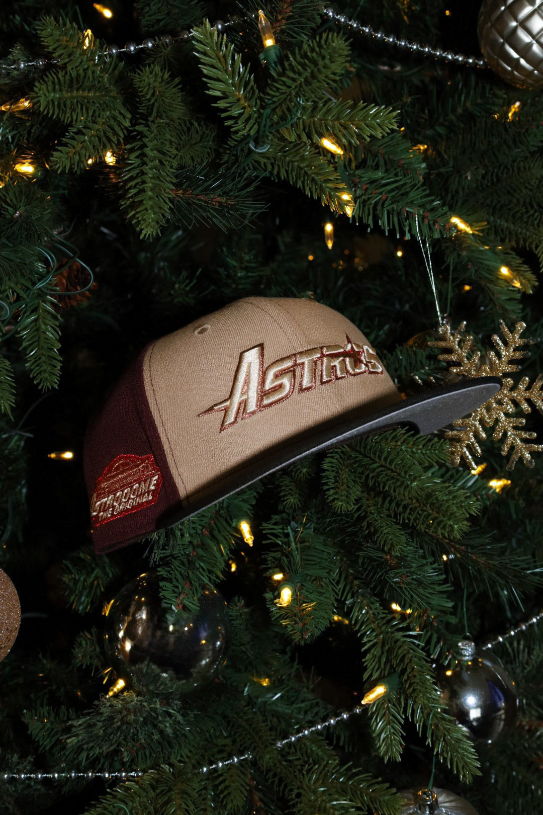 New Era Houston Astros Astrodome The Original Side Patch Fitted (Khaki/Maroon/Black) - New Era