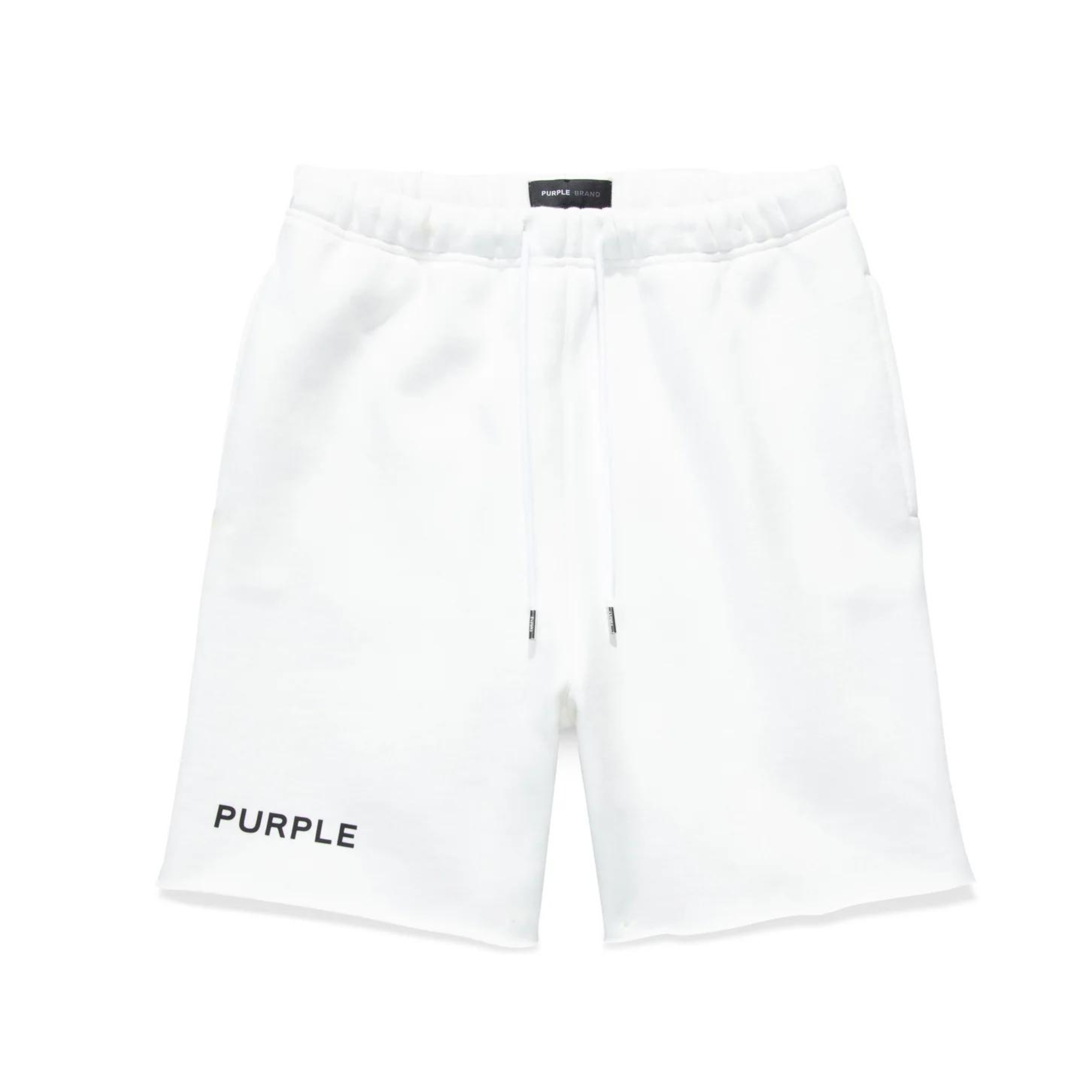 Purple Brand Wordmark Brilliant White Shorts - PURPLE BRAND