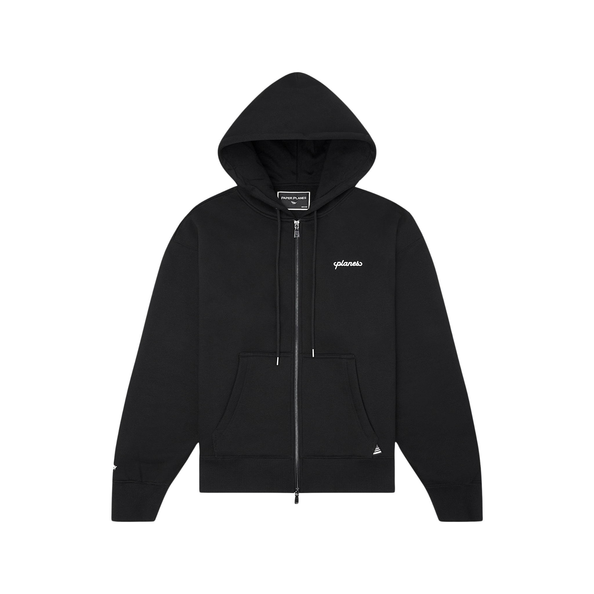 Paper Planes Oversized Script Weld Zip Up Hoodie (Black) - Paper Plane