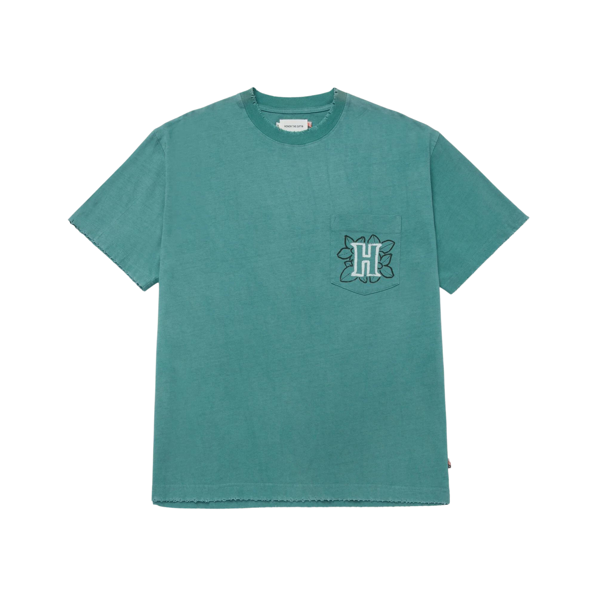 Honor The Gift Floral Pocket T-shirt (Teal) - Honor The Gift