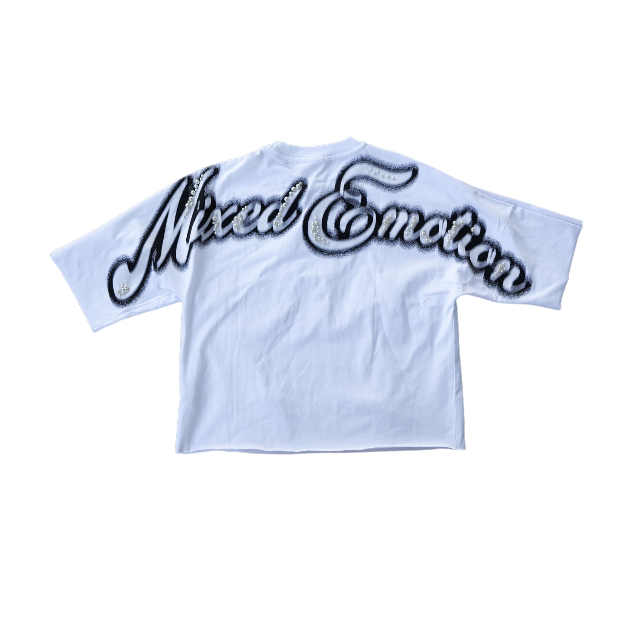 Mixed Emotion White “Pearl” Cropped Tee - Mixed Emotion