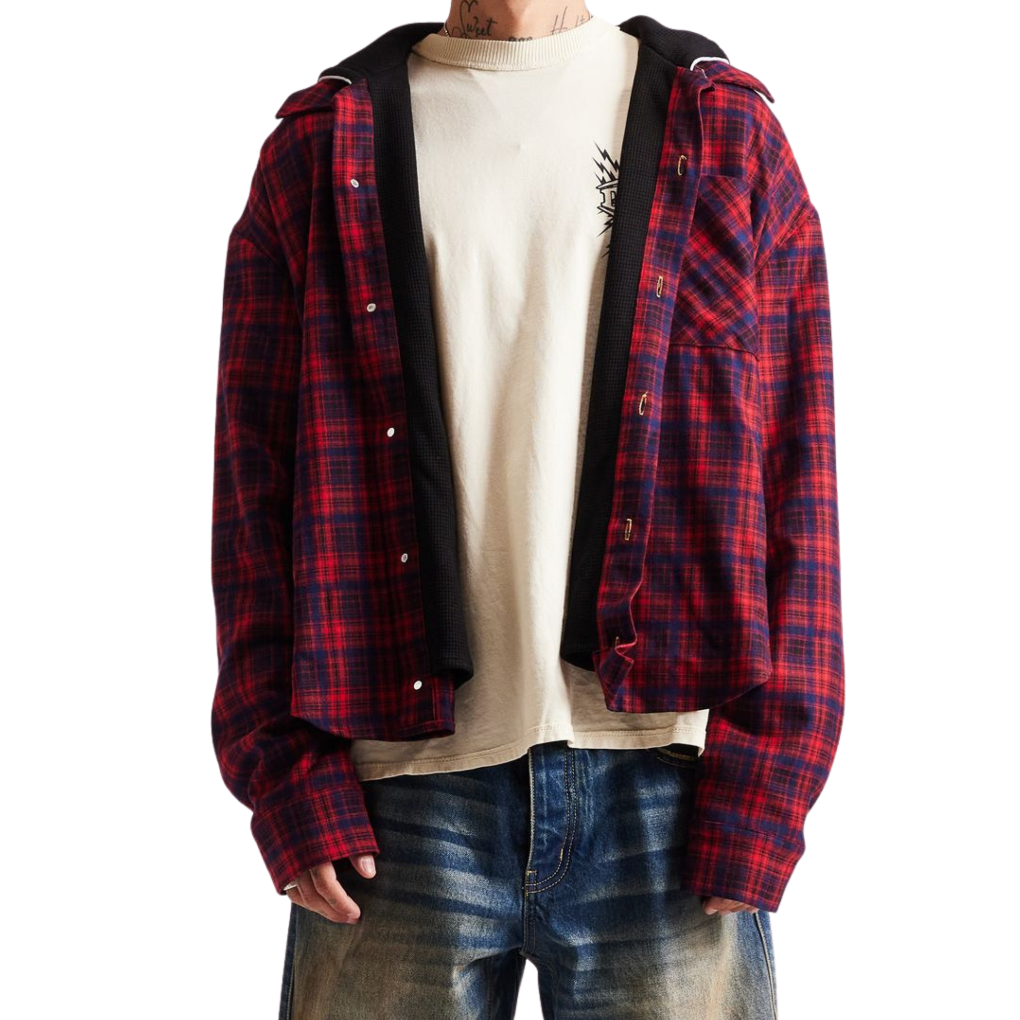 DSM "Eagle" Hooded Flannel-Red/Navy - Diet Starts Monday