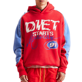 DSM "Panel" Hoodie-Red/Washed Blue - Diet Starts Monday