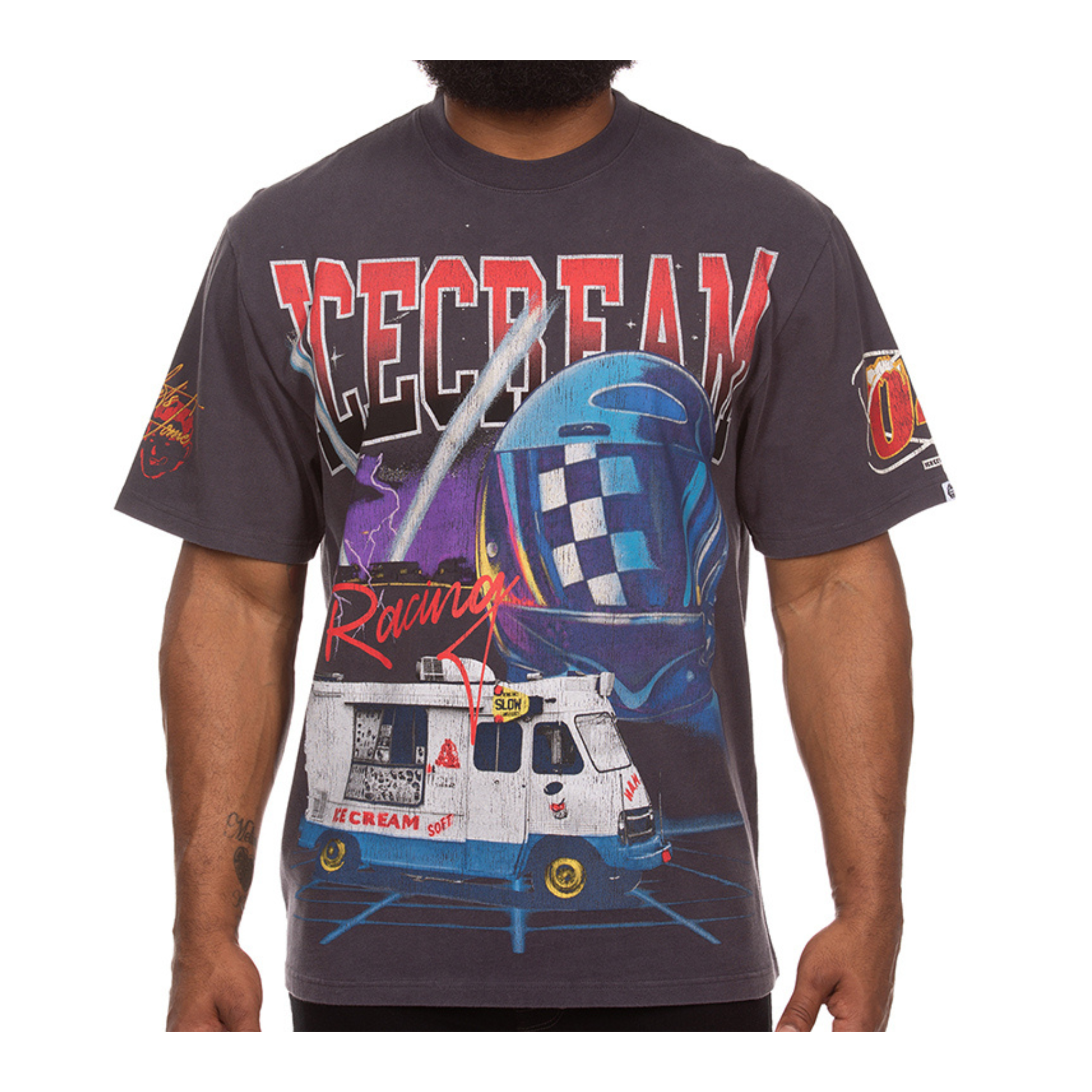 Icecream "Racing" Knit Oversized Tee (Charcoal) - Ice Cream