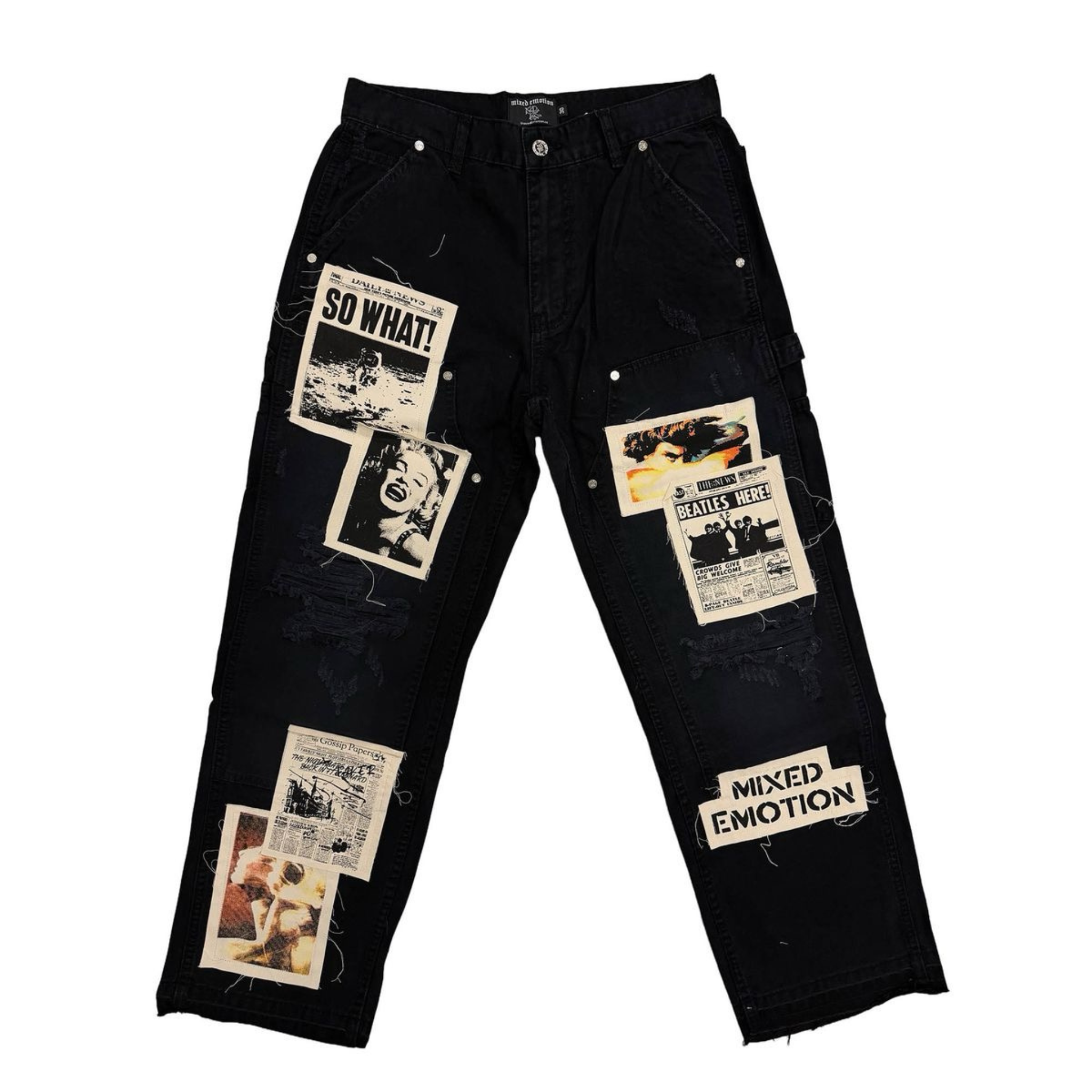 Mixed Emotion “Newspaper”” Carpenter Pants (Black)