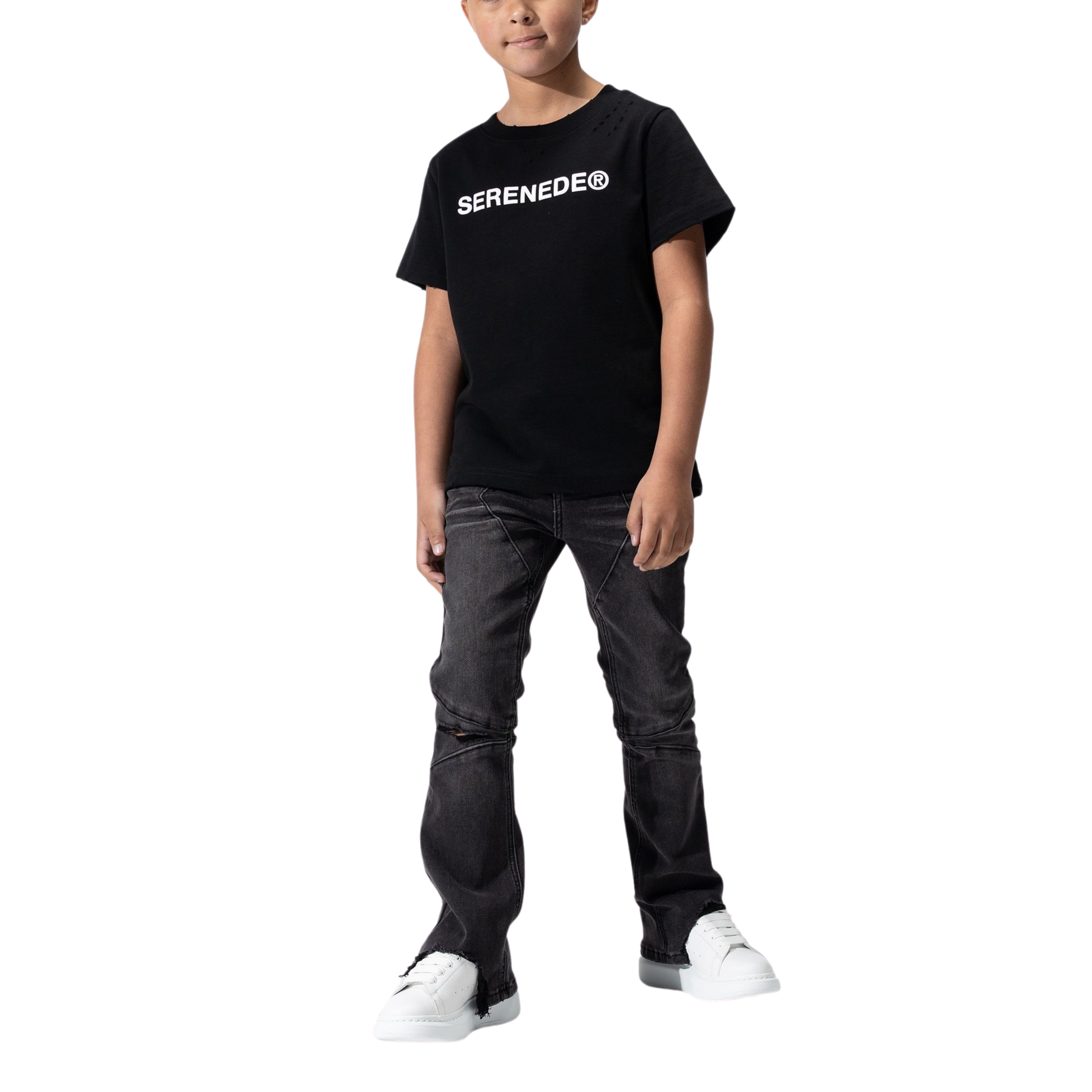 Kids Serenede "Nickel" Stacked Jeans (Grey) - Serenede