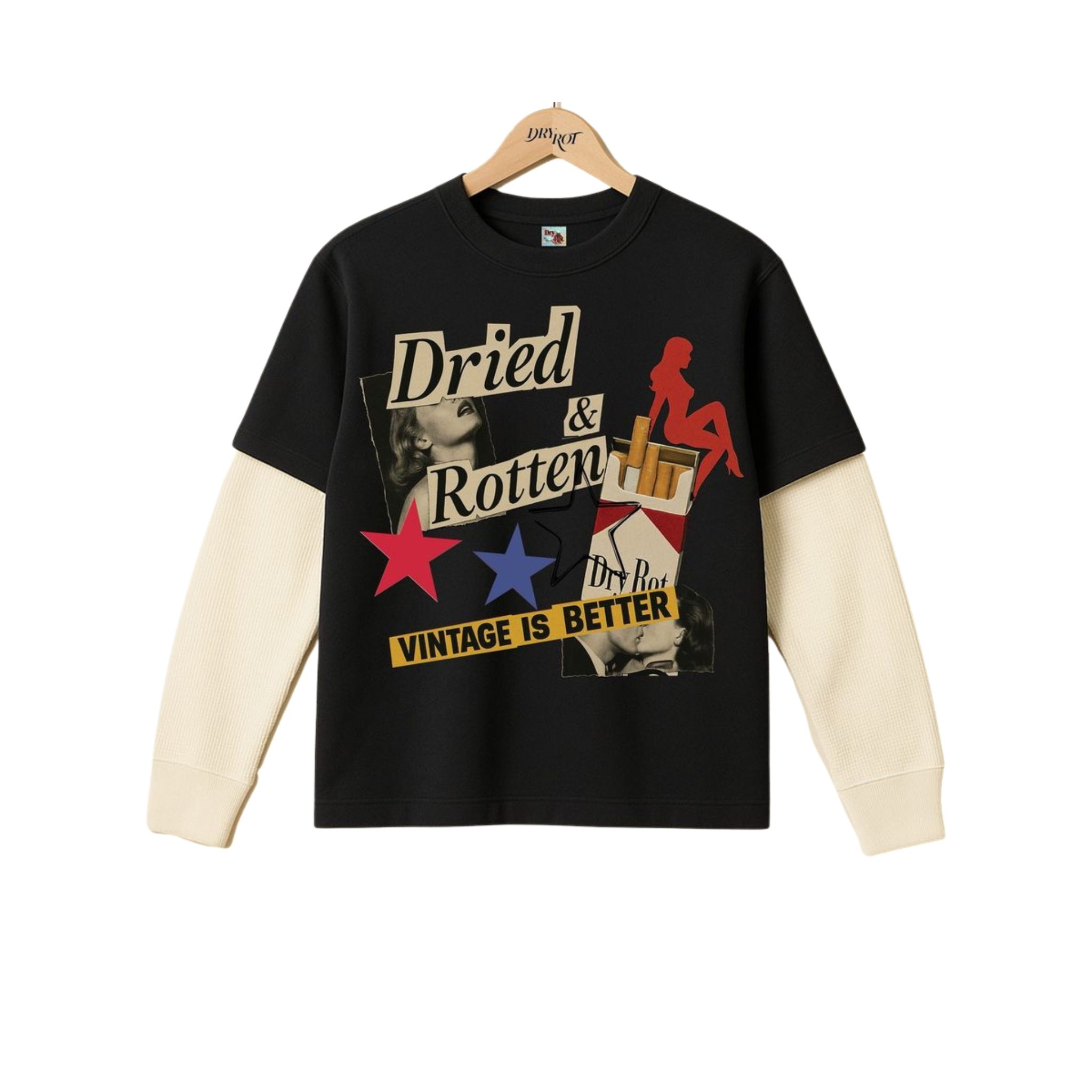 Dry Rot "Collage" LS Waffle Thermal (Black) - Dry Rot
