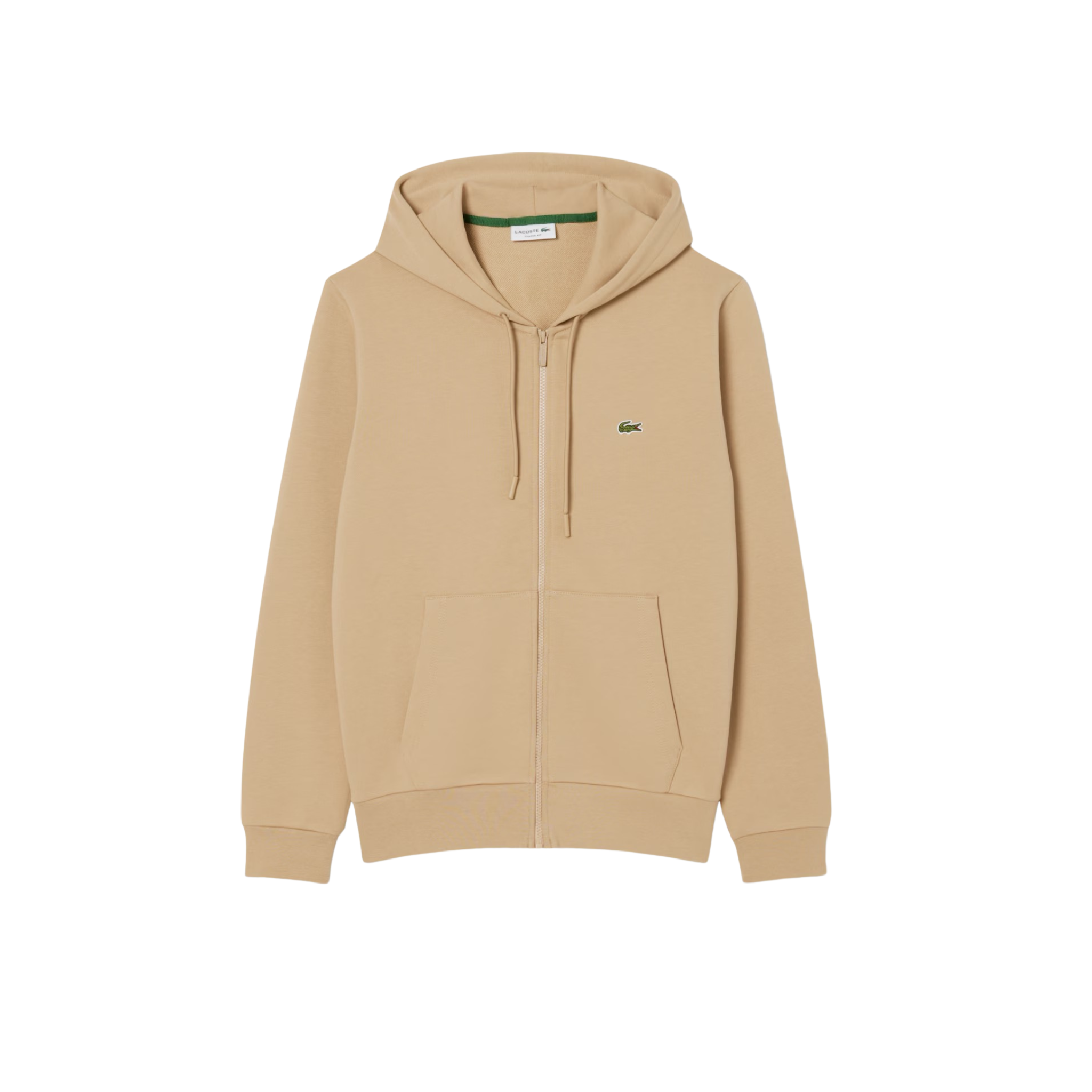 Lacoste Kangaroo Pocket Fleece Zipped Sweatshirt (Khaki) - Lacoste