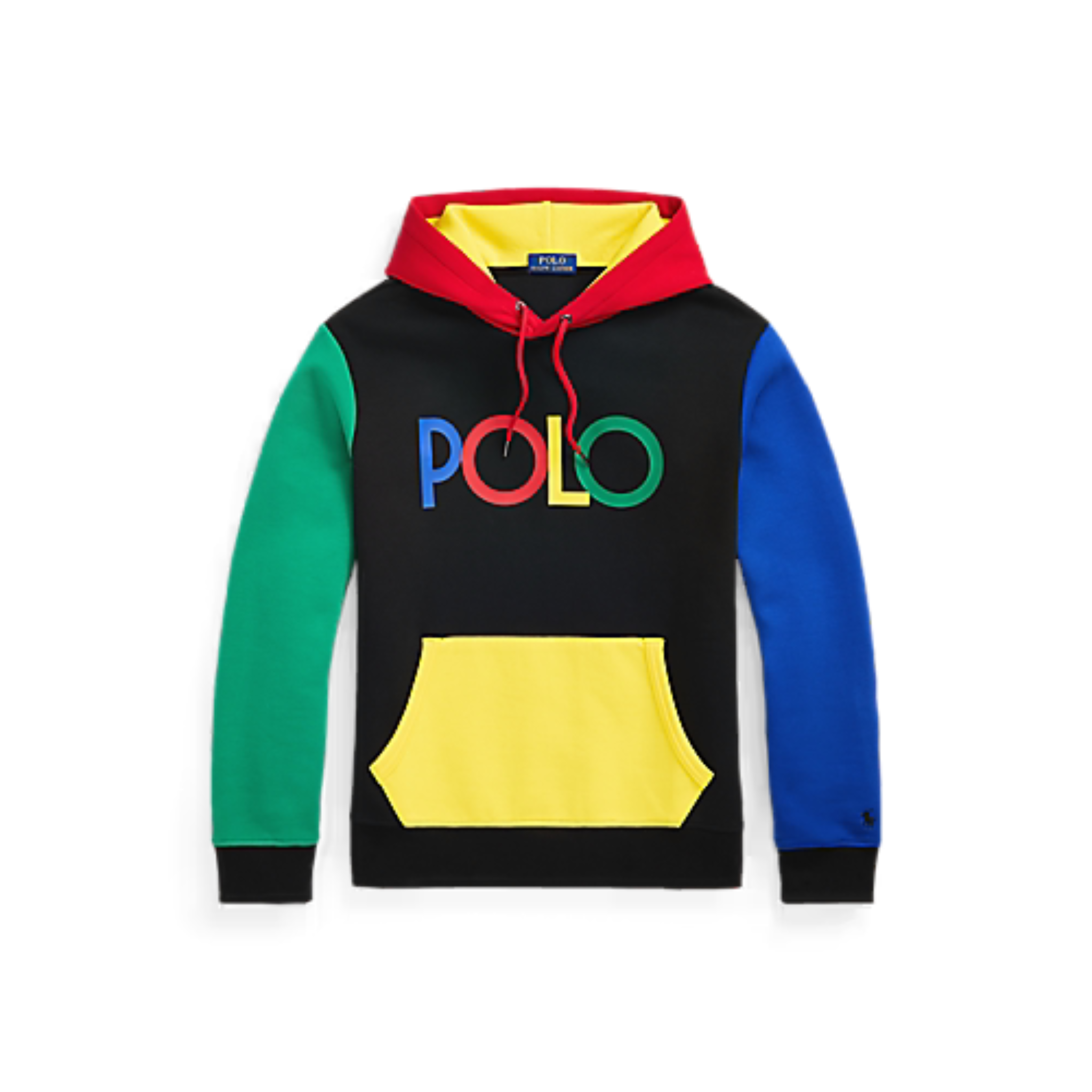Polo Ralph Lauren Logo Color-Blocked Double-Knit Hoodie (Black/Multicolor) - Polo Ralph Lauren