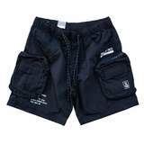 SR Denim Printed Nylon Utility Short (Black) - SR Denim