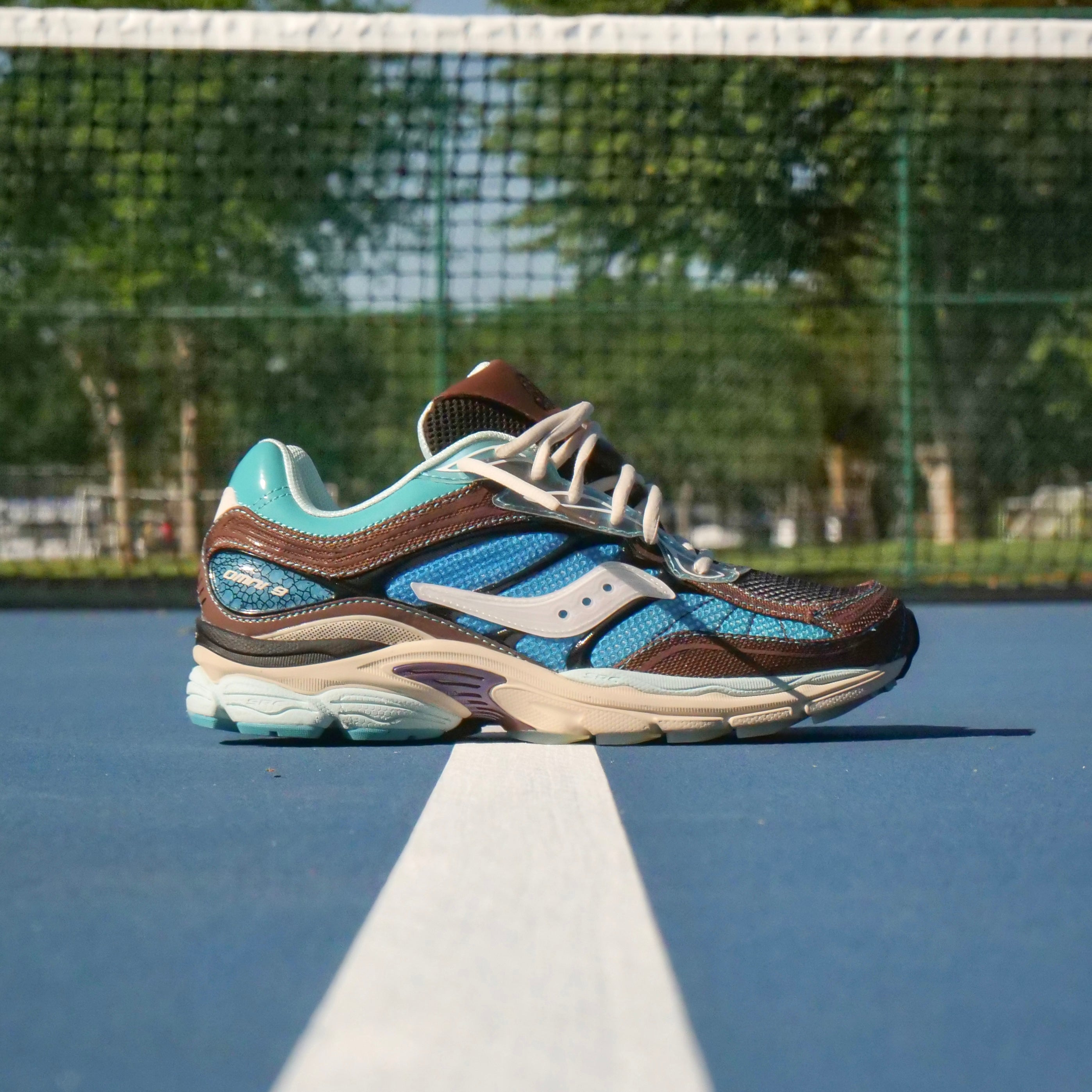Mens Saucony x FootPatrol ProGrid Omni 9 (Blue/Brown) - VIP Saucony