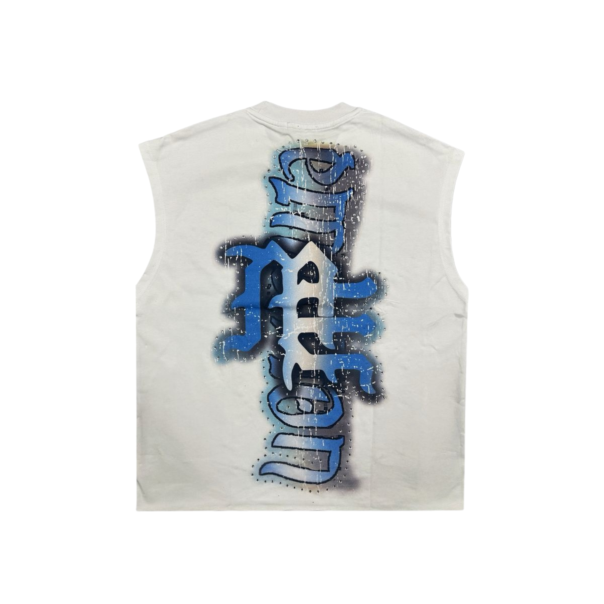 Mixed Emotion "White Angel" Sleeveless Rhinestone Tee (White)