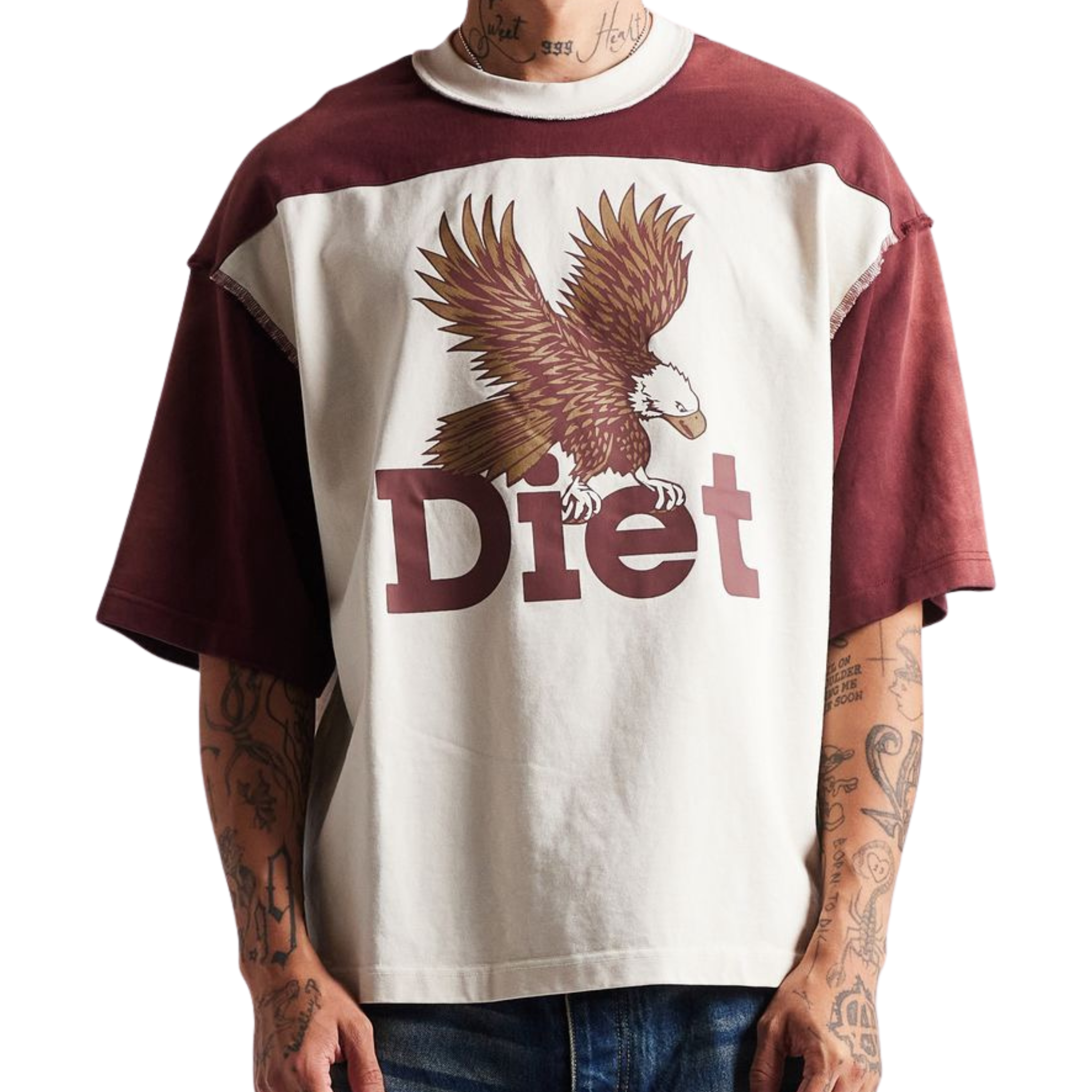 DSM "Eagle" Yoke Tee-Maroon/Antique White - Diet Starts Monday