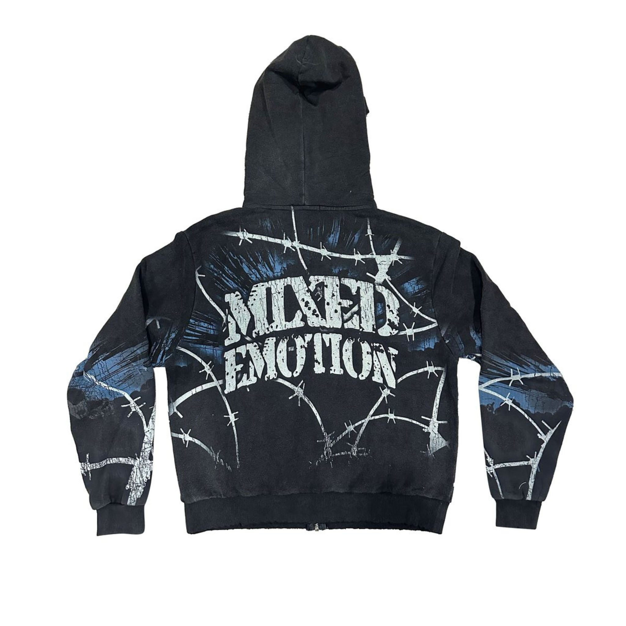 Mixed Emotion Acid Wash “Radioactive” Hoodie (Vintage Black/Blue)