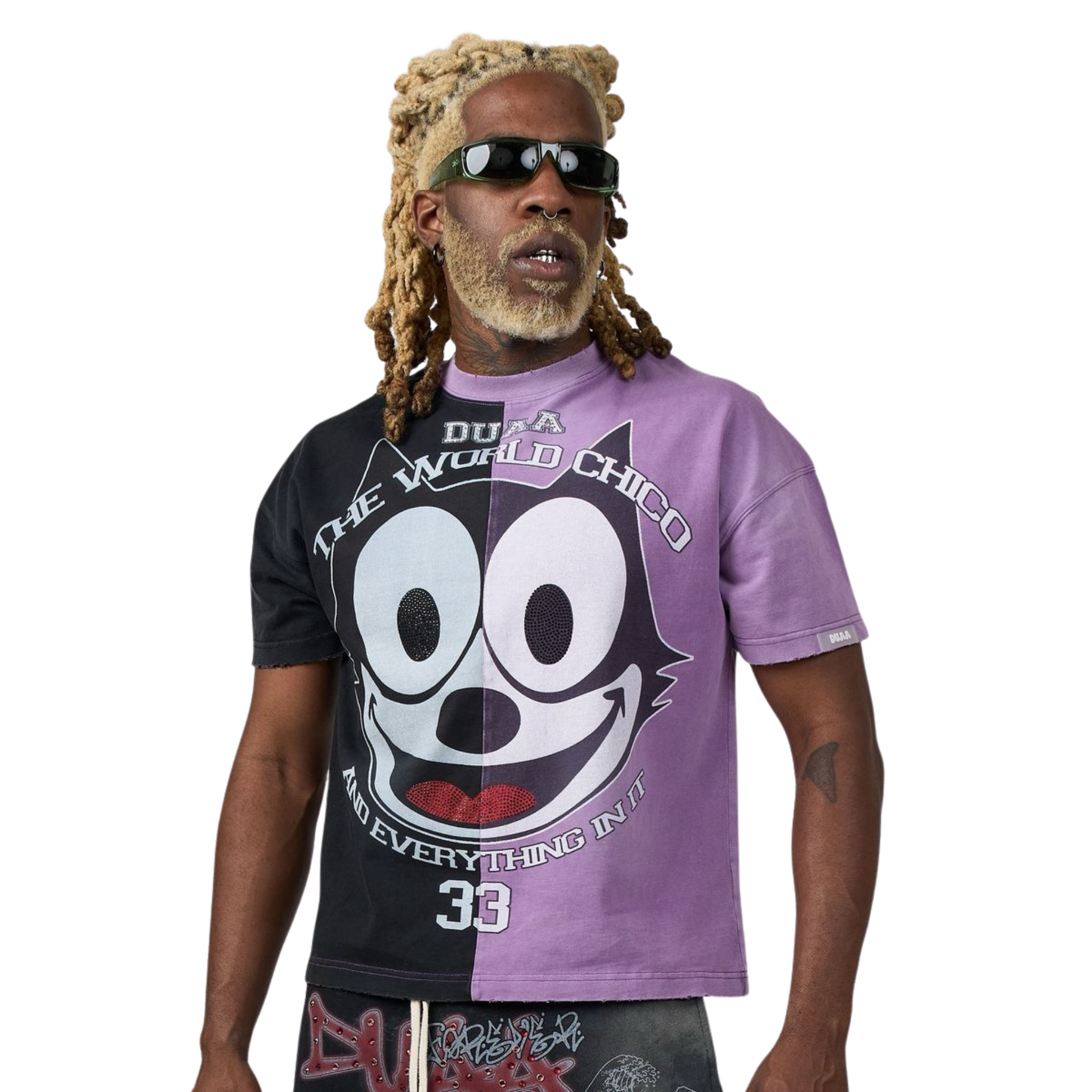 DUAA "CAT" SS Tee (Black/Purple)