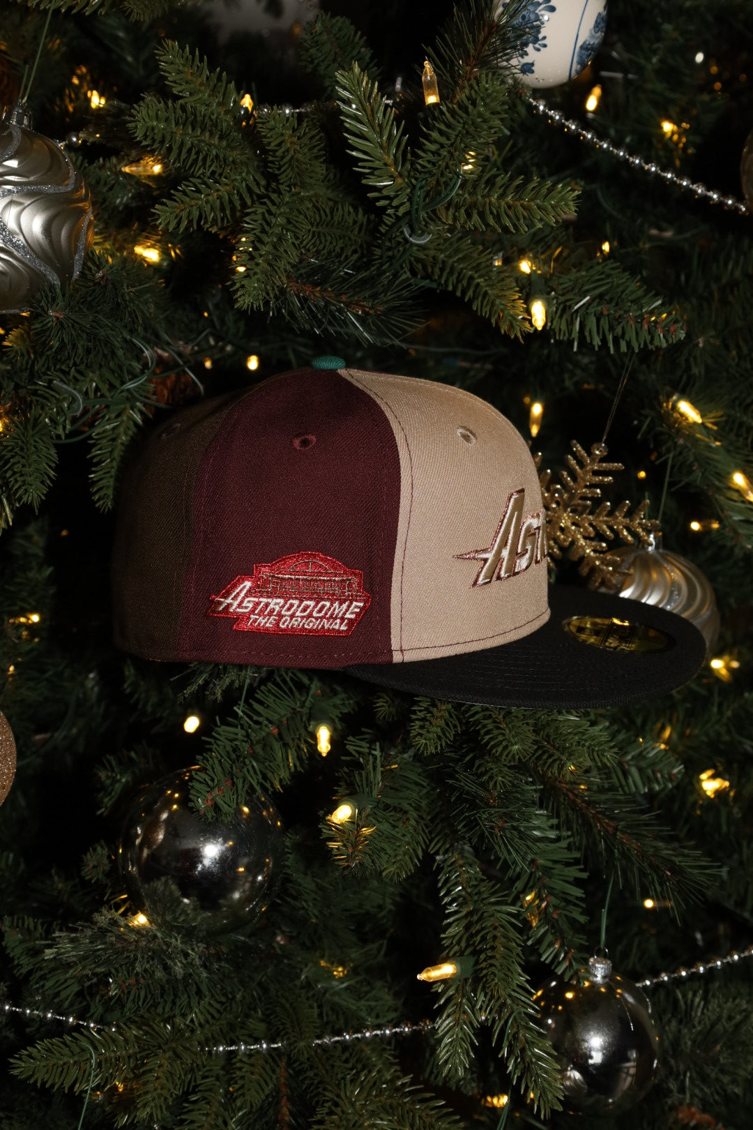New Era Houston Astros Astrodome The Original Side Patch Fitted (Khaki/Maroon/Black) - New Era