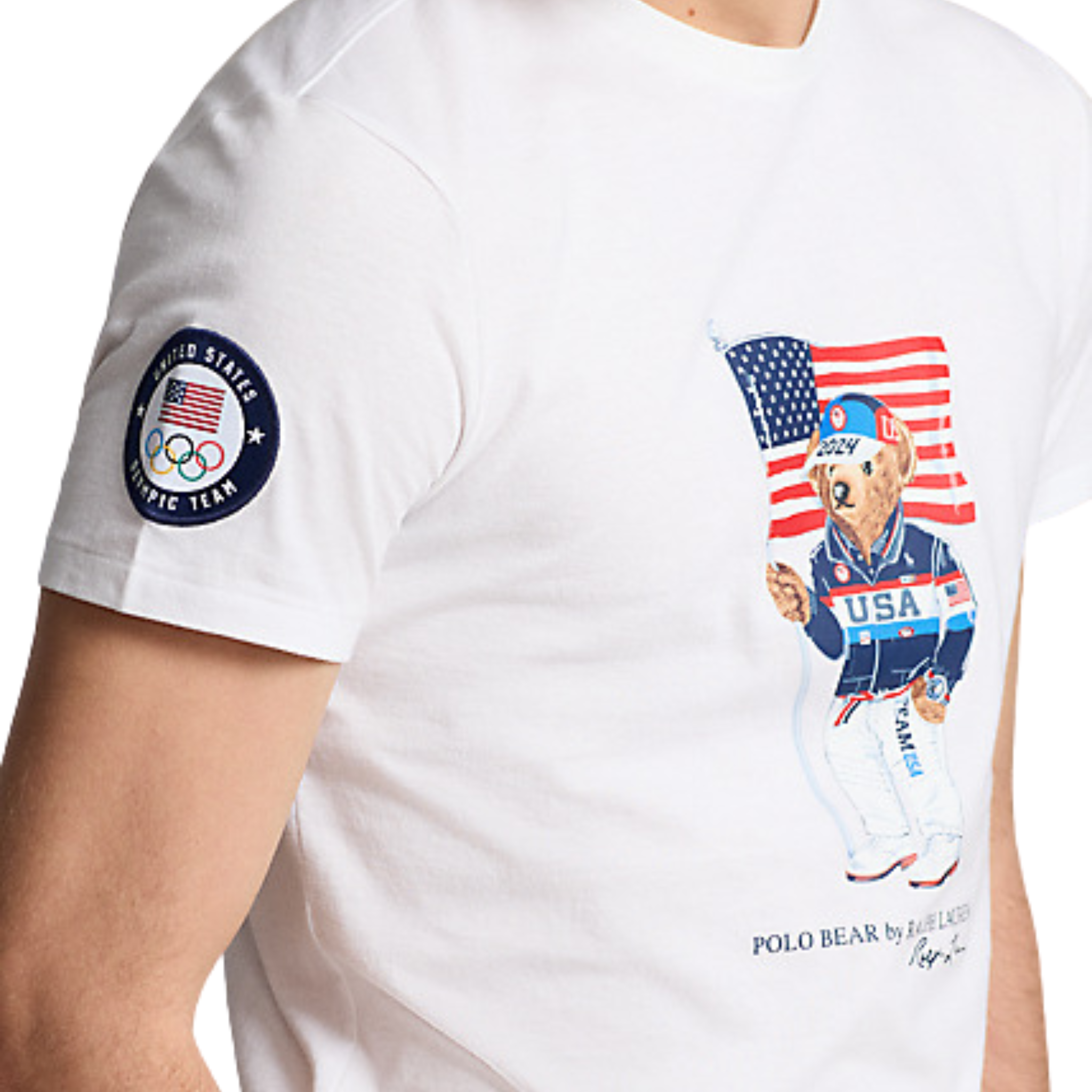 Polo Ralph Lauren Bear USA Flag Tee (White) - Polo Ralph Lauren