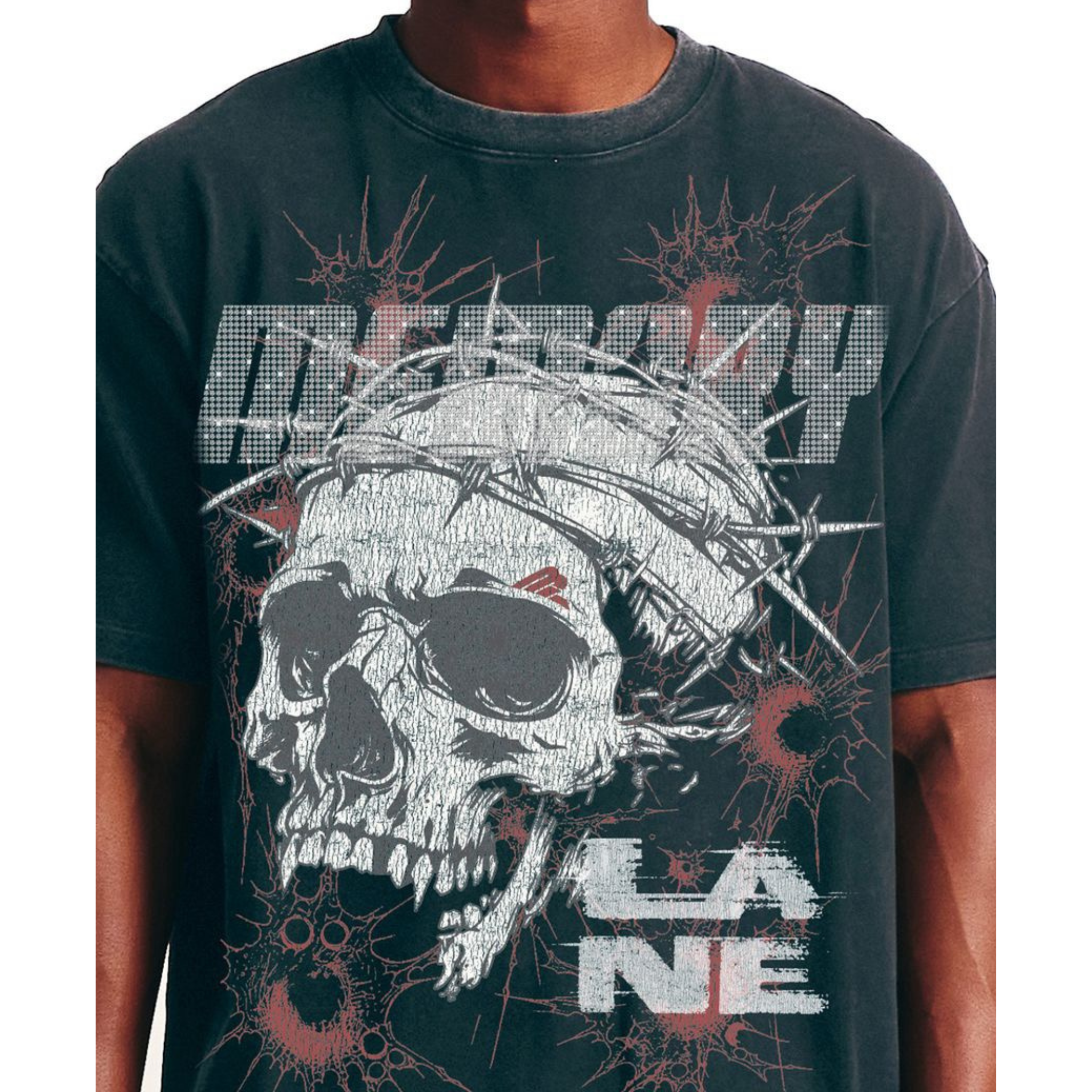 Memory Lane "SKULL WIRE" Tee - Rhinestones (Black) - Memory Lane