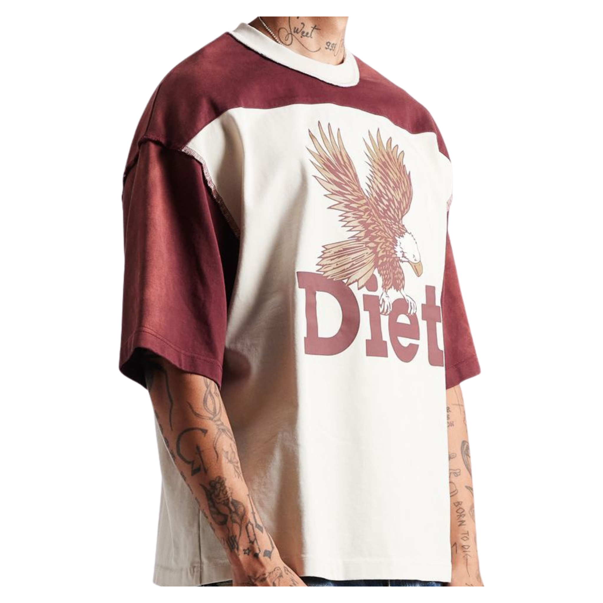 DSM "Eagle" Yoke Tee-Maroon/Antique White - Diet Starts Monday