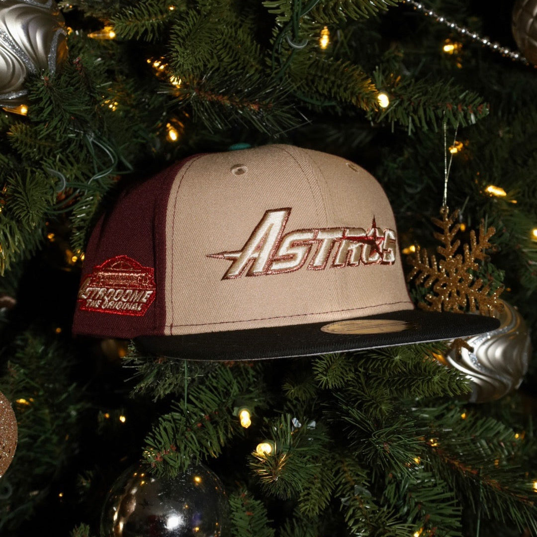 New Era Houston Astros Astrodome The Original Side Patch Fitted (Khaki/Maroon/Black) - New Era