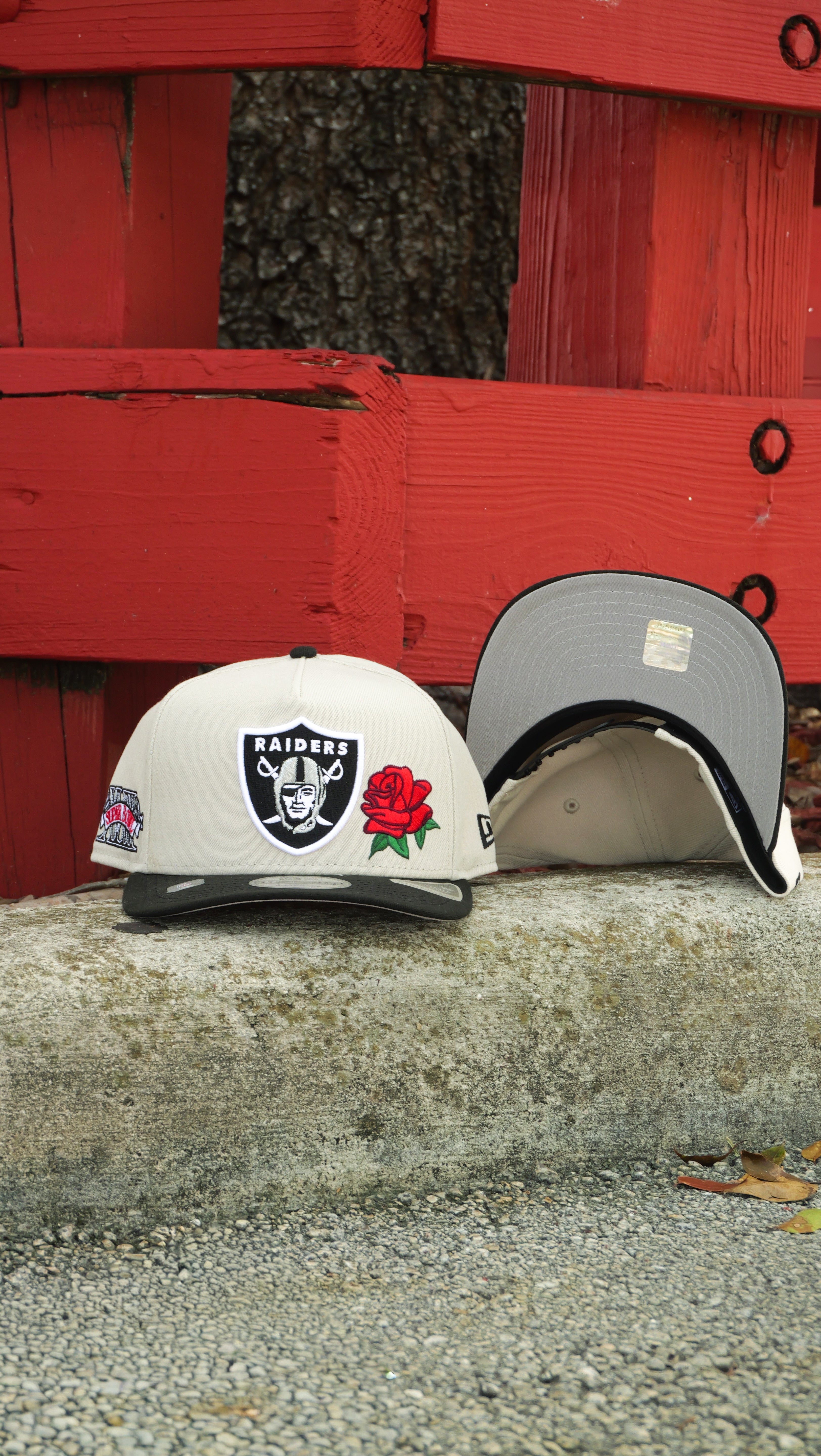 New Era Los Angeles Raiders Super Bowl XVIII 9FIFTY A-Frame Snapback-(Stone/Black)