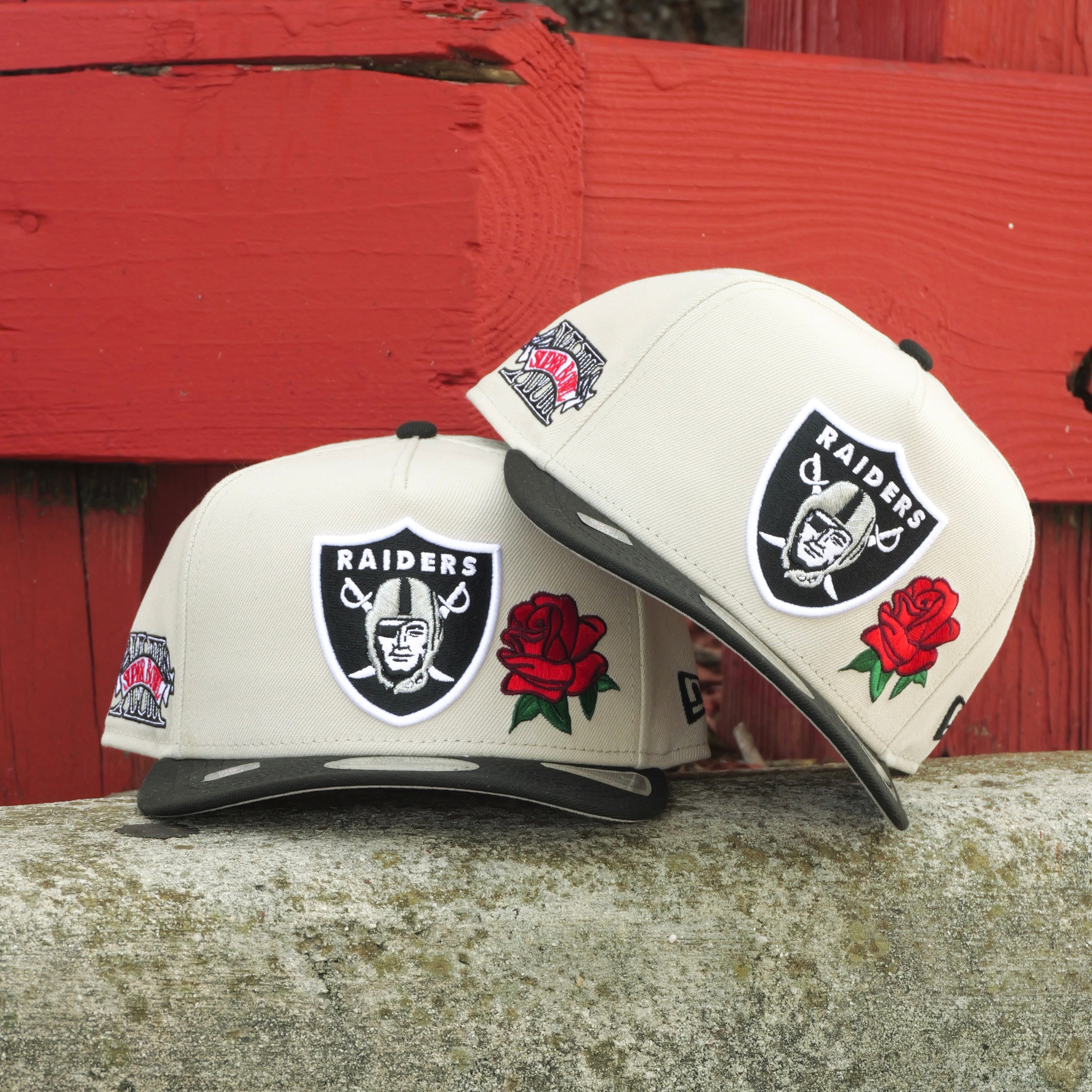 New Era Los Angeles Raiders Super Bowl XVIII 9FIFTY A-Frame Snapback-(Stone/Black)