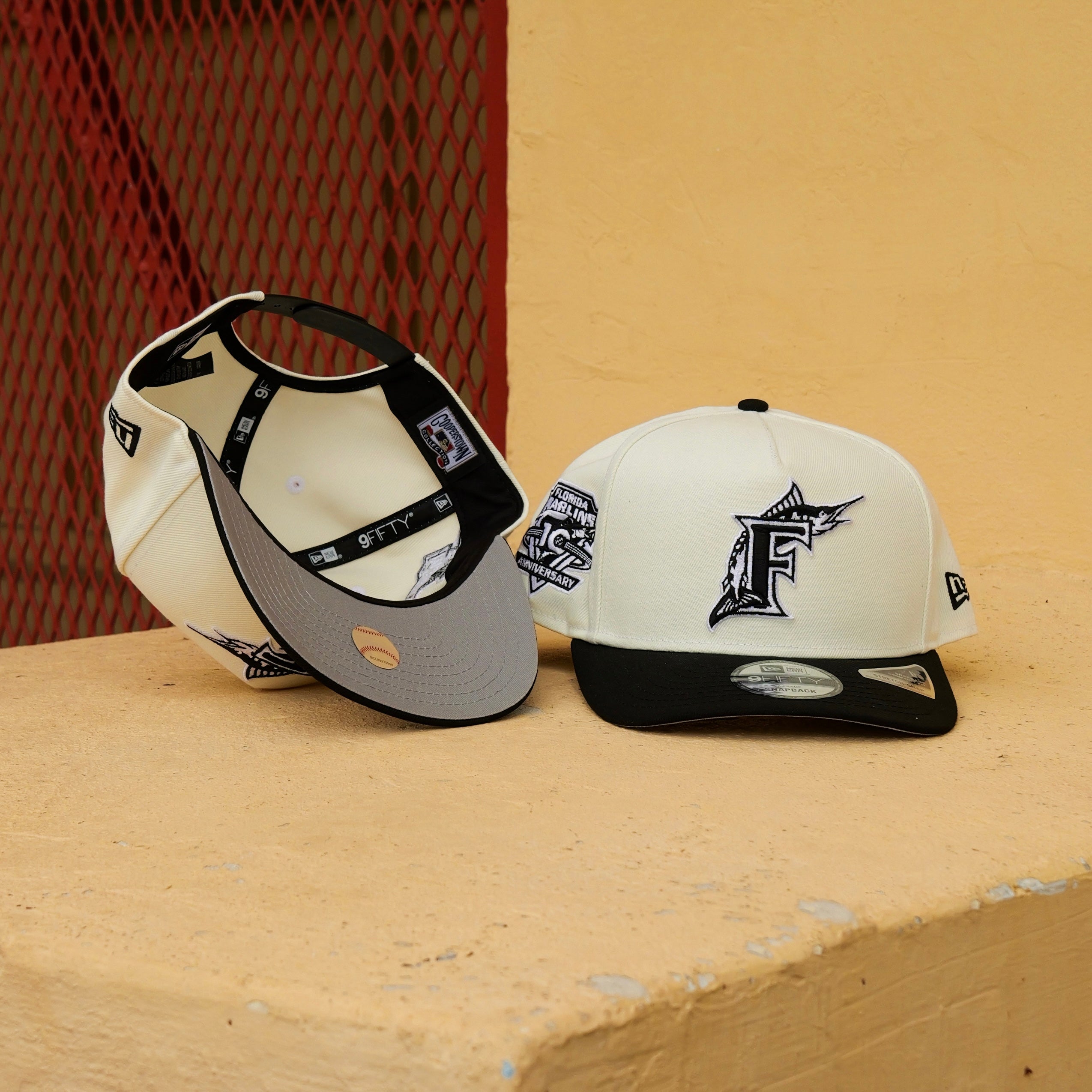 New Era Florida Marlins 10th Anniversary 9FIFTY A-Frame Snapback-(Cream/Black)