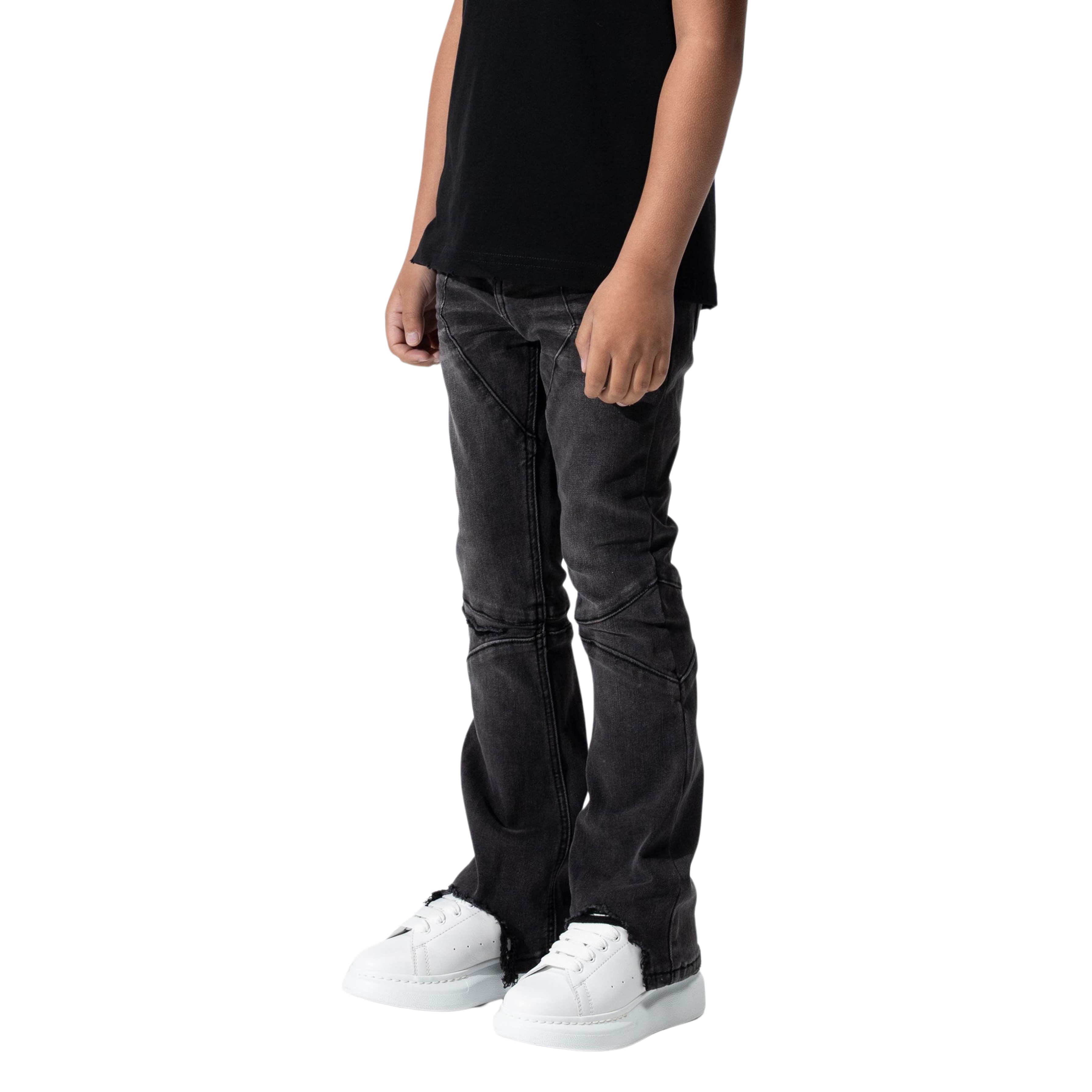Kids Serenede "Nickel" Stacked Jeans (Grey) - Serenede