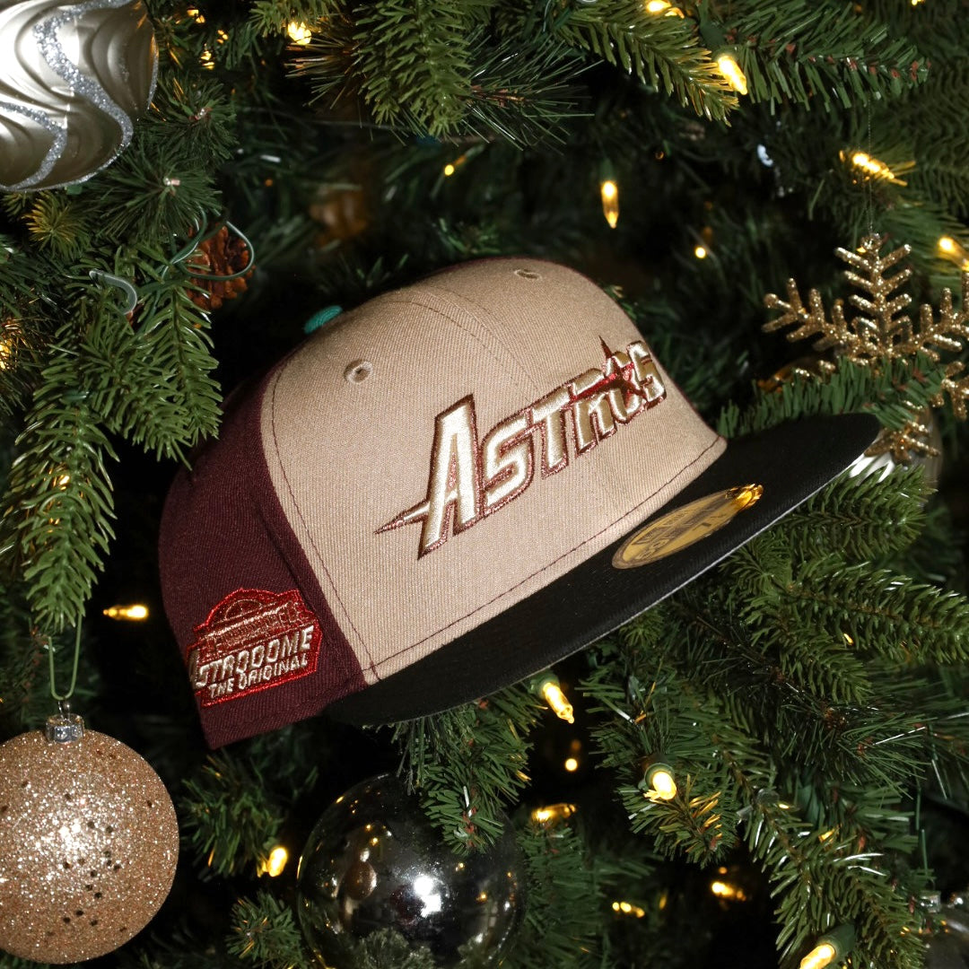 New Era Houston Astros Astrodome The Original Side Patch Fitted (Khaki/Maroon/Black) - New Era