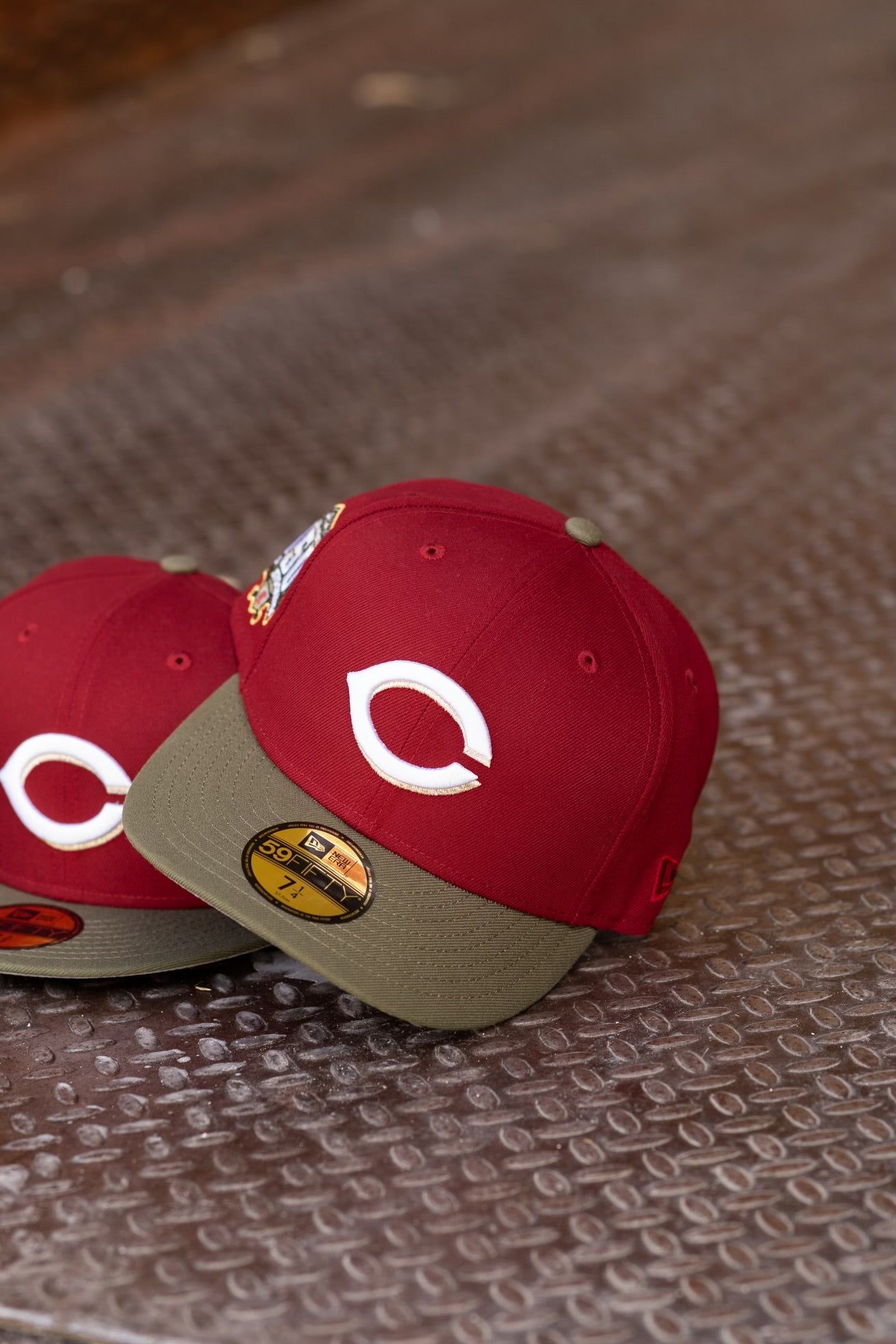 New Era Cincinnati Reds 150th Anniversary Grey UV (Burgundy/Olive) 59Fifty Fitted