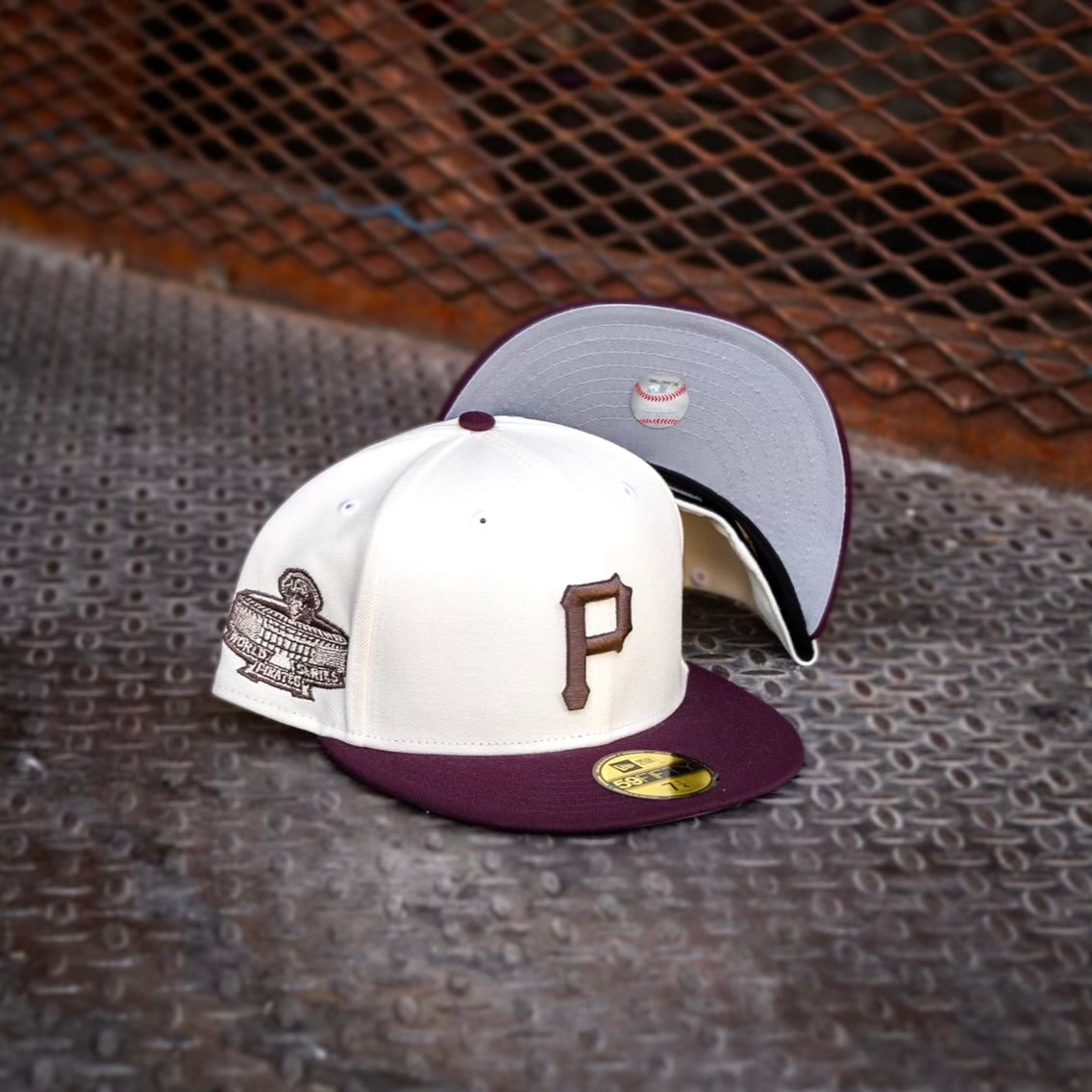 New Era Pittsburgh Pirates 1971 World Series Grey UV (Off White/Maroon) 59Fifty Fitted - New Era