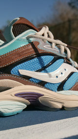 Mens Saucony x FootPatrol ProGrid Omni 9 (Blue/Brown) - VIP Saucony