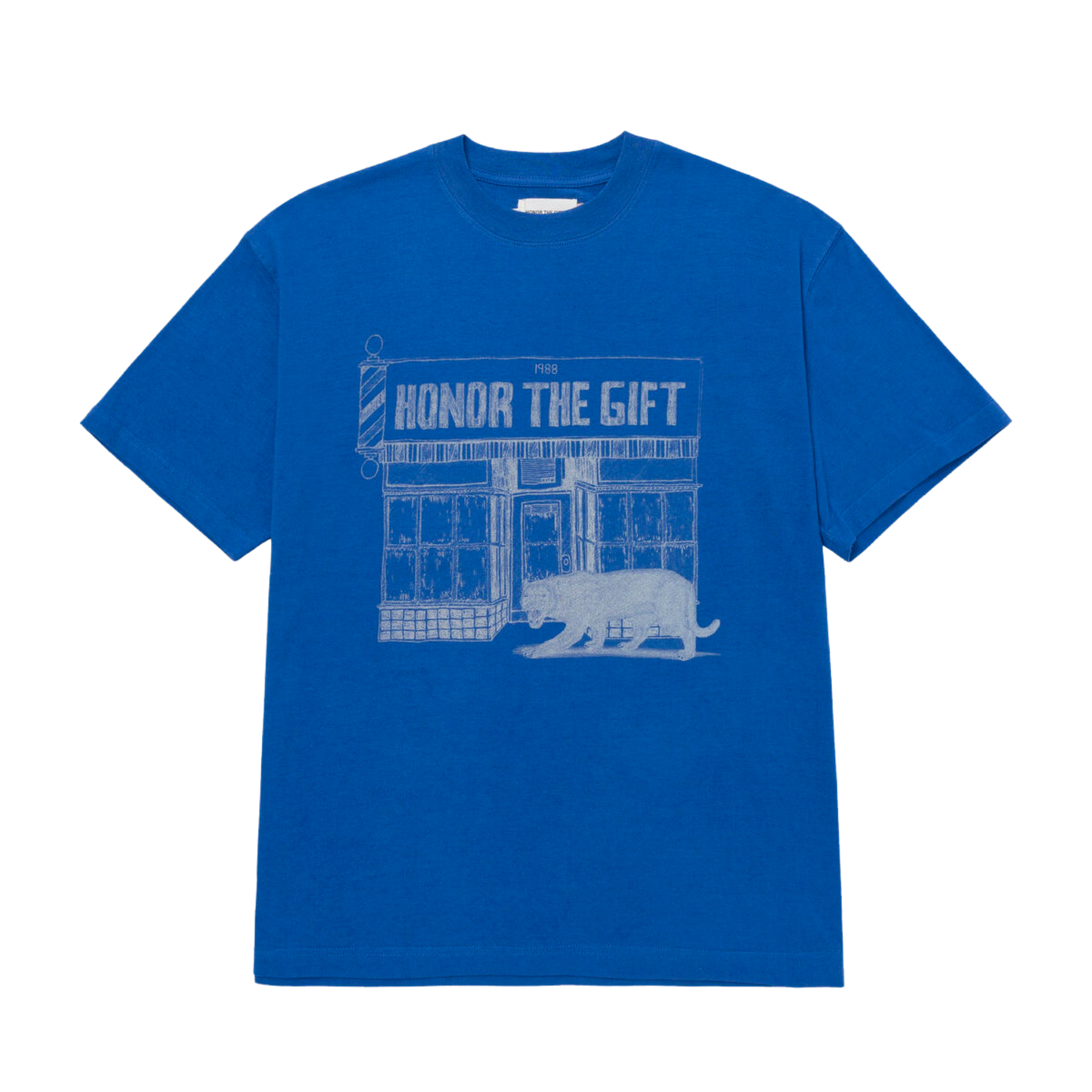 Honor The Gift Panther Barbershop T-Shirt (Blue)