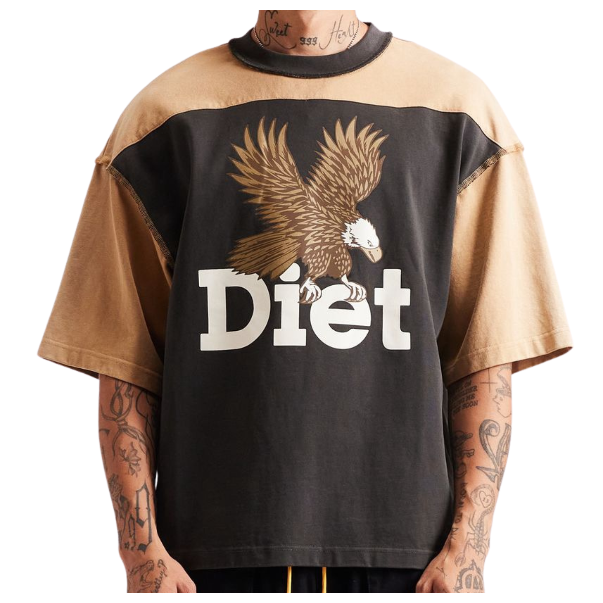 DSM "Eagle" Yoke Tee-Tan/Vintage Black - Diet Starts Monday