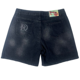 DRY ROT "Dark Hole" Rhinestone Denim Shorts (Black) - Dry Rot