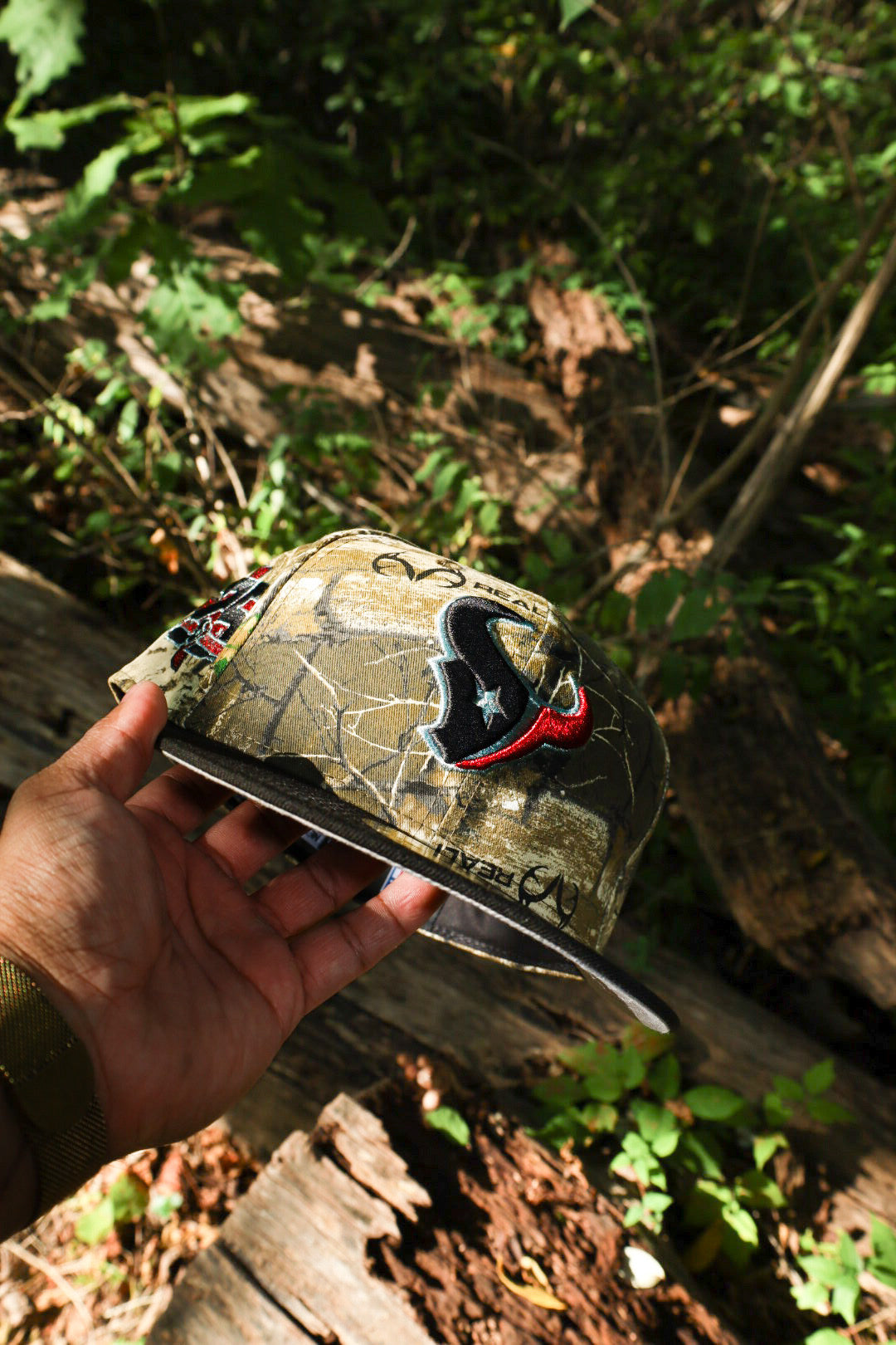 New Era Houston Texans 25th Season Side Patch Grey UV 59Fifty Fitted (Real Tree Camo/Black)