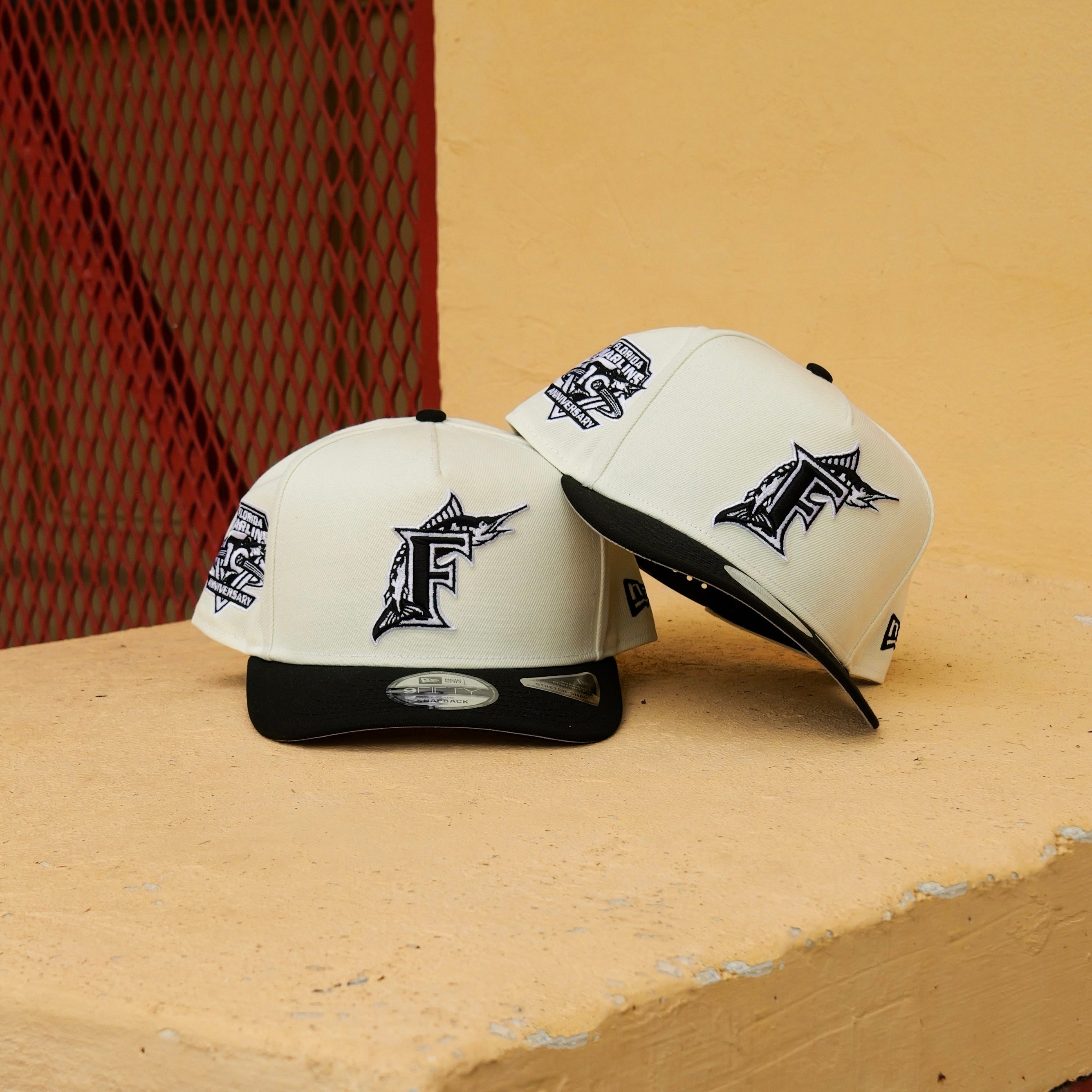 New Era Florida Marlins 10th Anniversary 9FIFTY A-Frame Snapback-(Cream/Black)