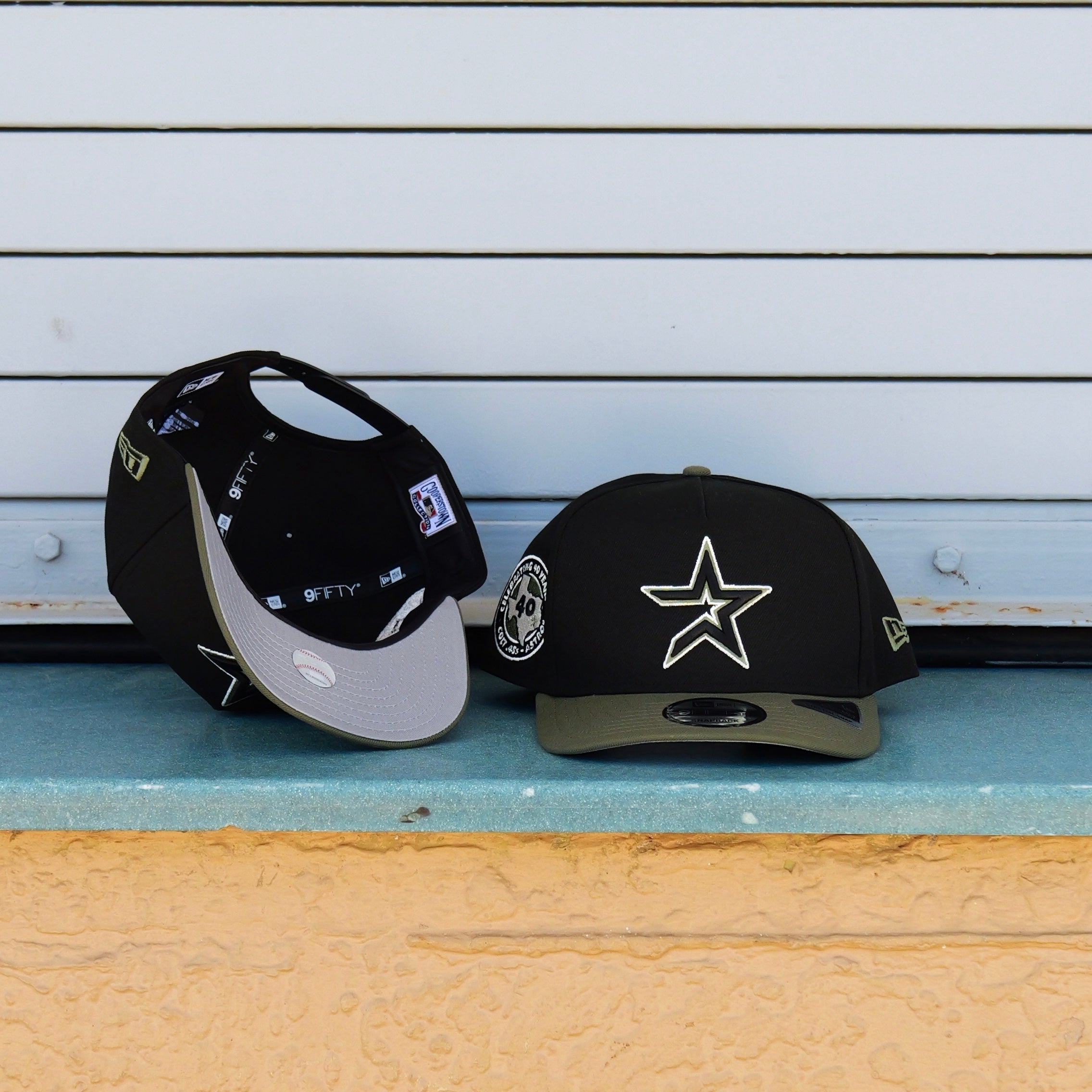 New Era Houston Astros 40th Anniversary 9FIFTY A-Frame Snapback-(Black/Olive)