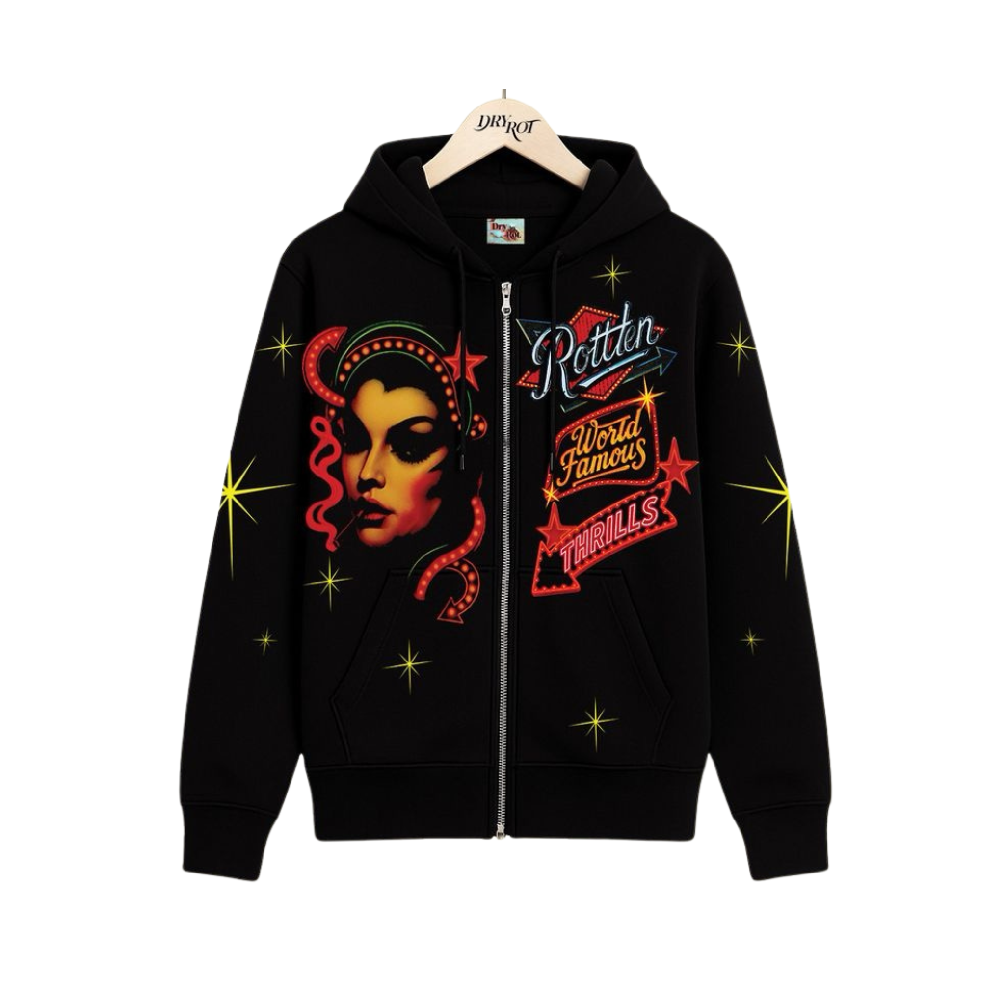 Dry Rot "Famous" Zip Up Hoodie (Black) - Dry Rot