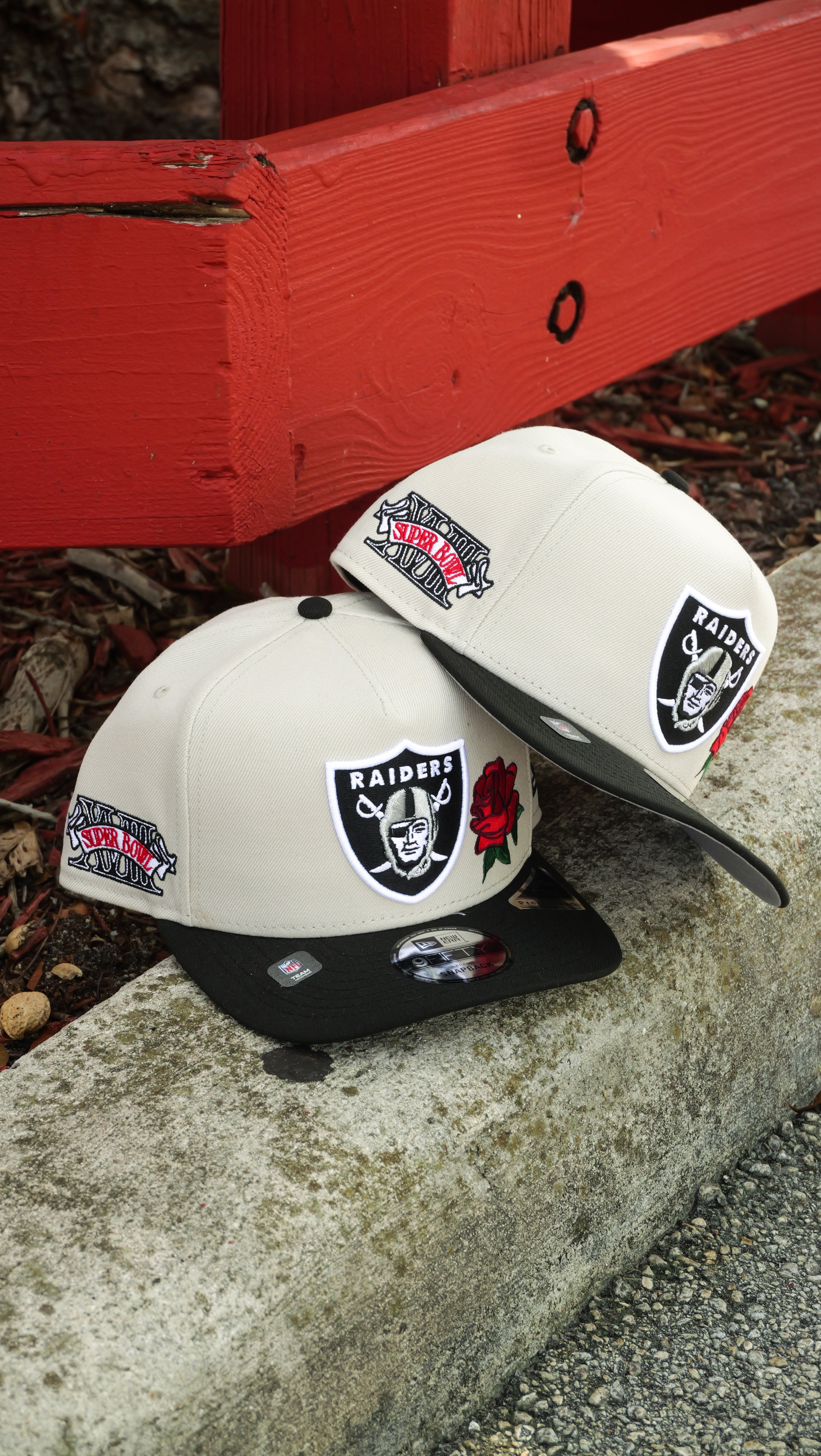 New Era Los Angeles Raiders Super Bowl XVIII 9FIFTY A-Frame Snapback-(Stone/Black)