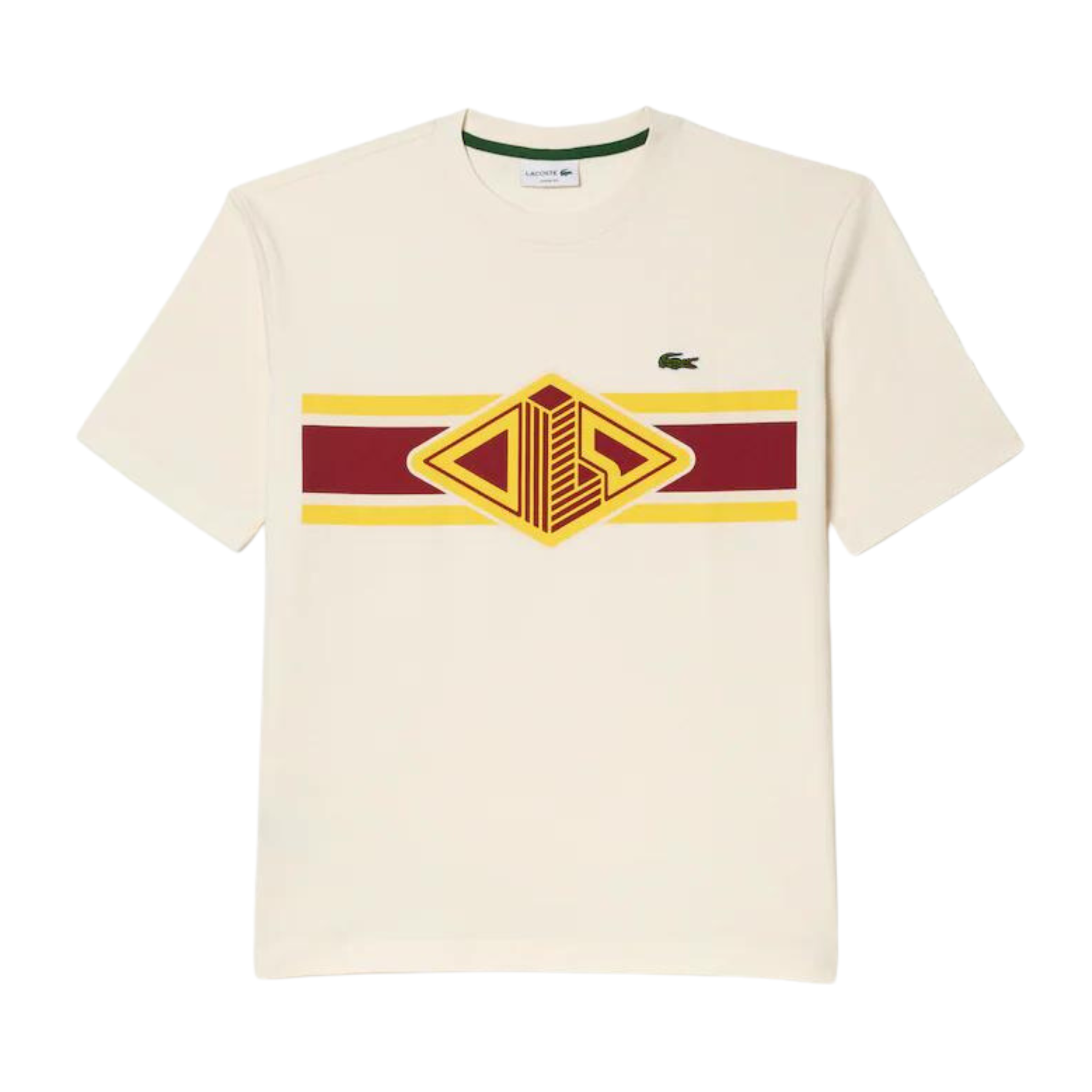 Lacoste Round Neck Loose Fit Printed T-Shirt (Off White) - Lacoste