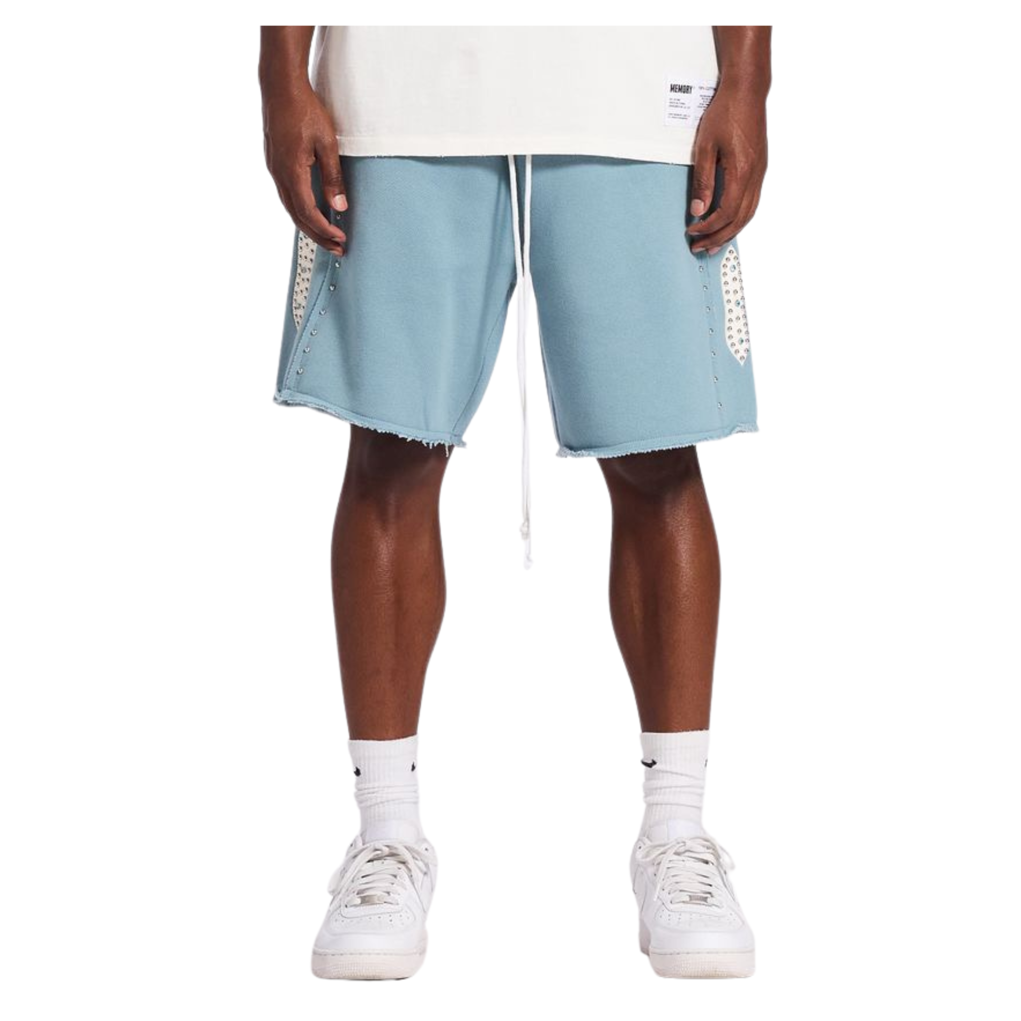 Memory Lane "Studded Fleece" Long Shorts (Slate Blue) - Memory Lane