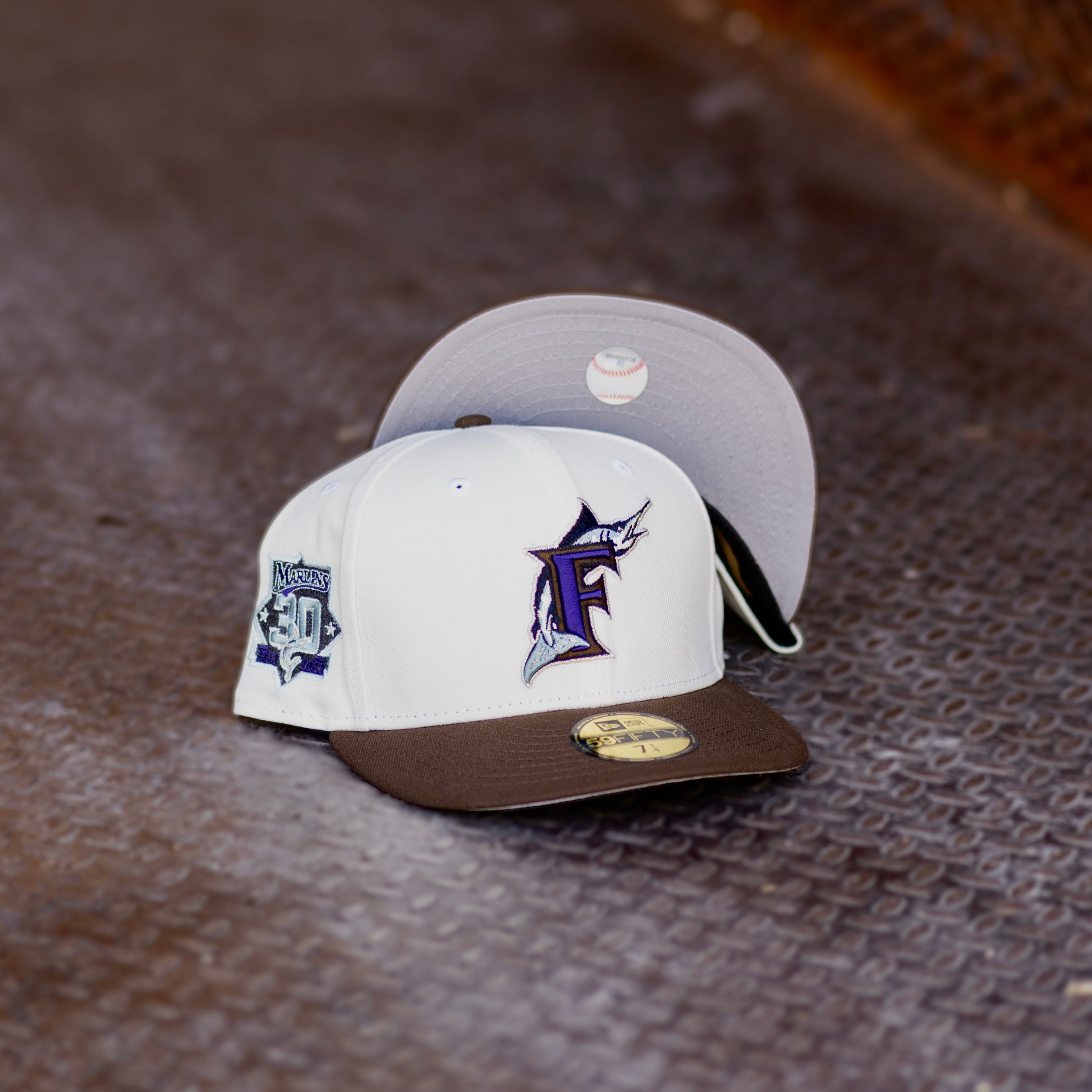 New Era Florida Marlins 30th Anniversary Grey UV (Off White/Brown) 59Fifty Fitted