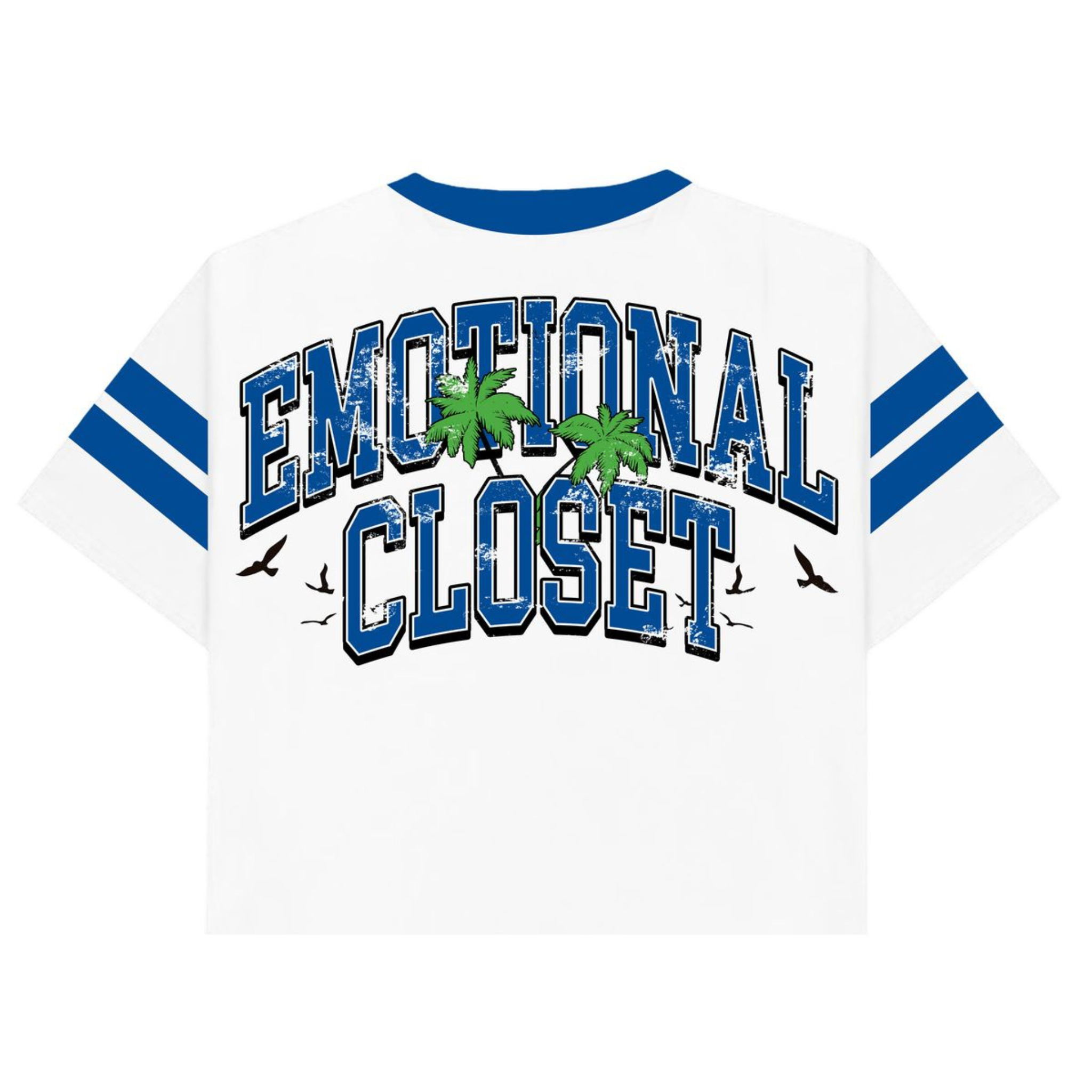 Mixed Emotion "Guitar" Cropped Tee (White/Blue)