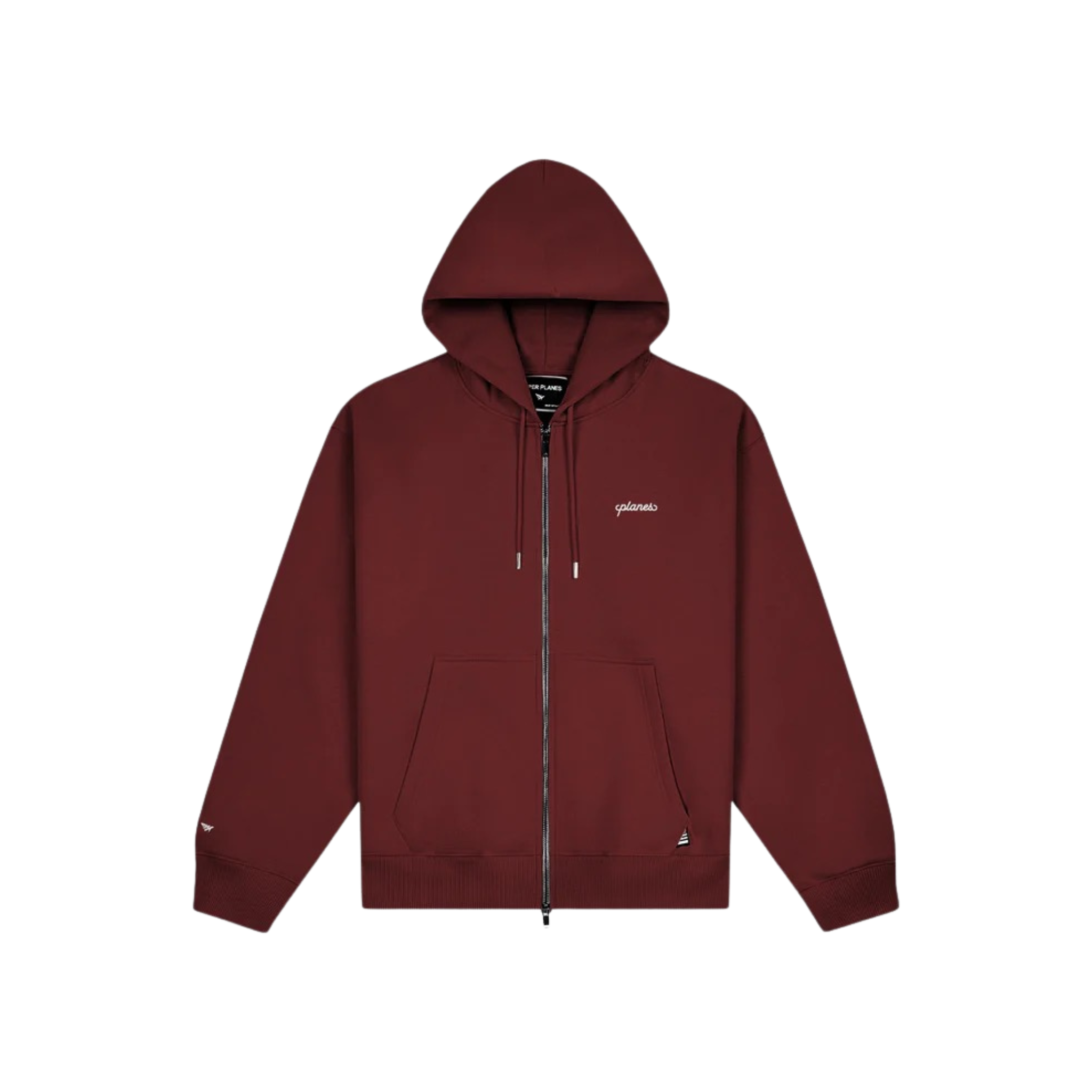 Paper Planes Oversized Script Weld Zip Up Hoodie (Burgandy) - Paper Plane