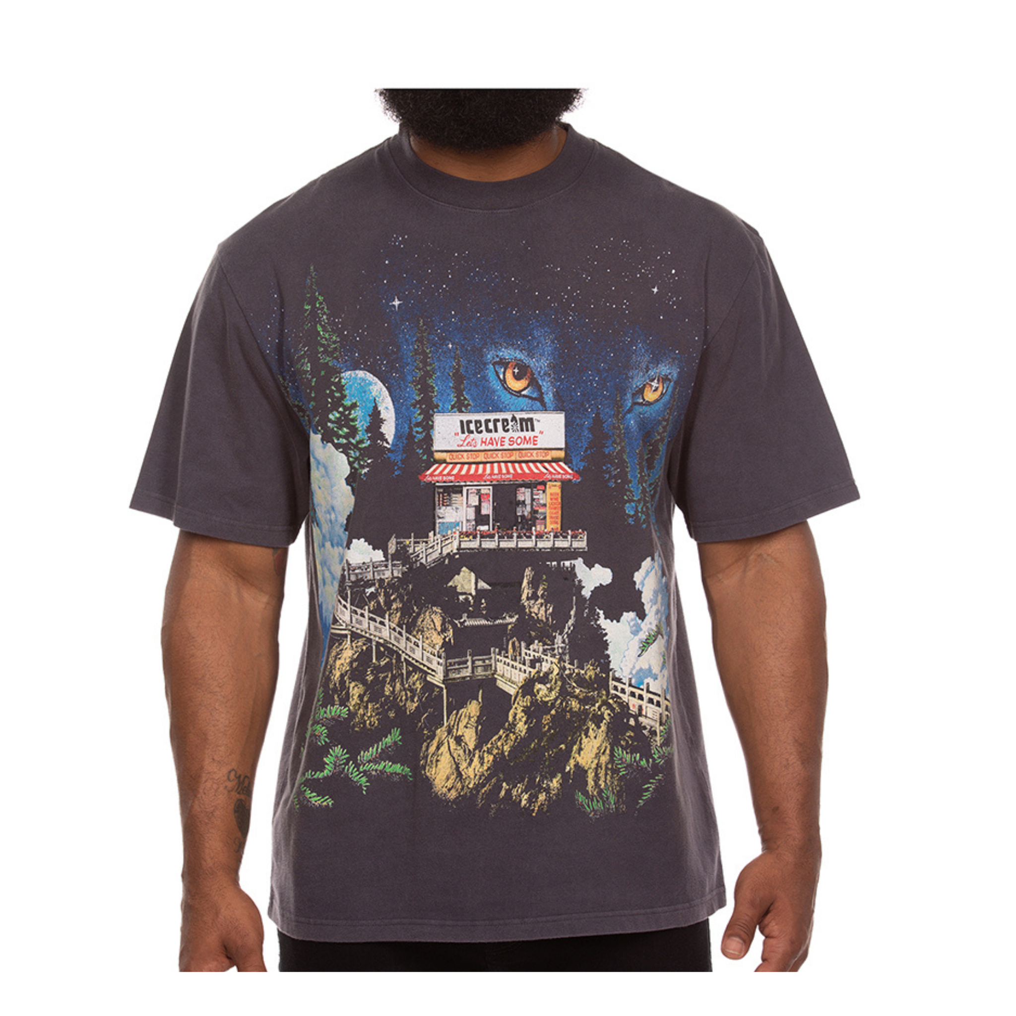 Icecream "Pagoda" Knit Oversized Tee (Charcoal) - Ice Cream