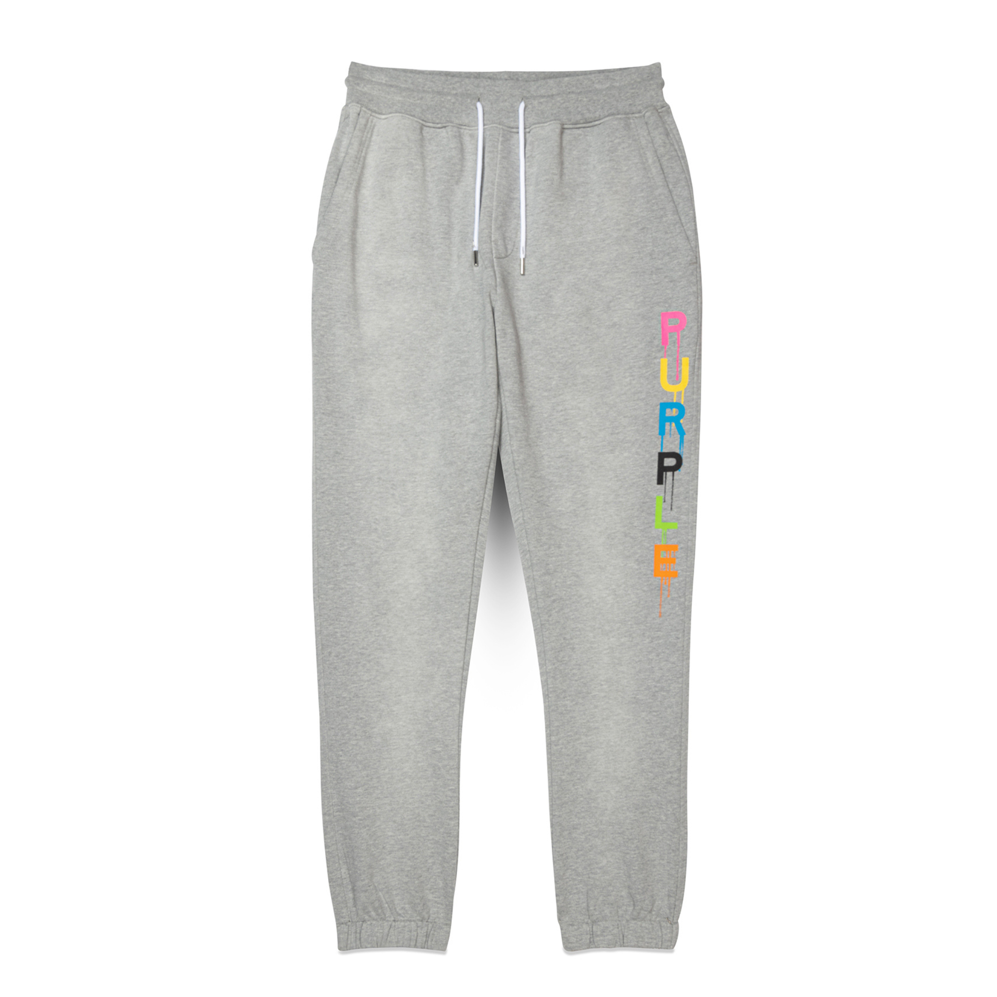 Purple Brand Wordmark Drip Grey Sweatpants (P450-FHGW124) - PURPLE BRAND