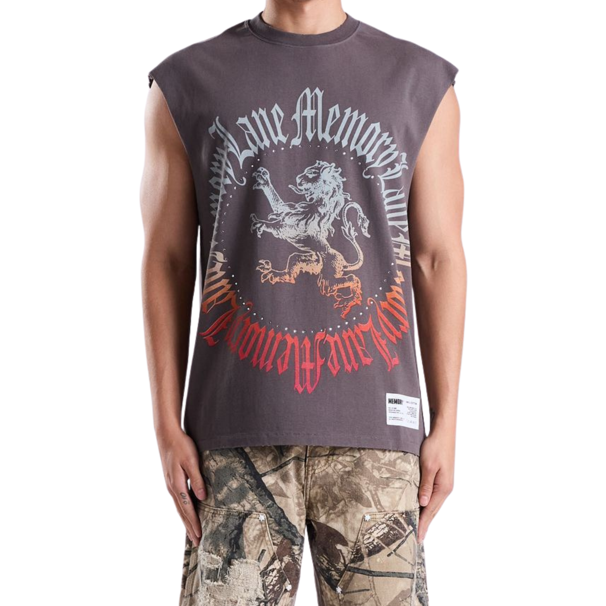 Memory Lane "Lion Heart" Sleeveless Tee (Charcoal)
