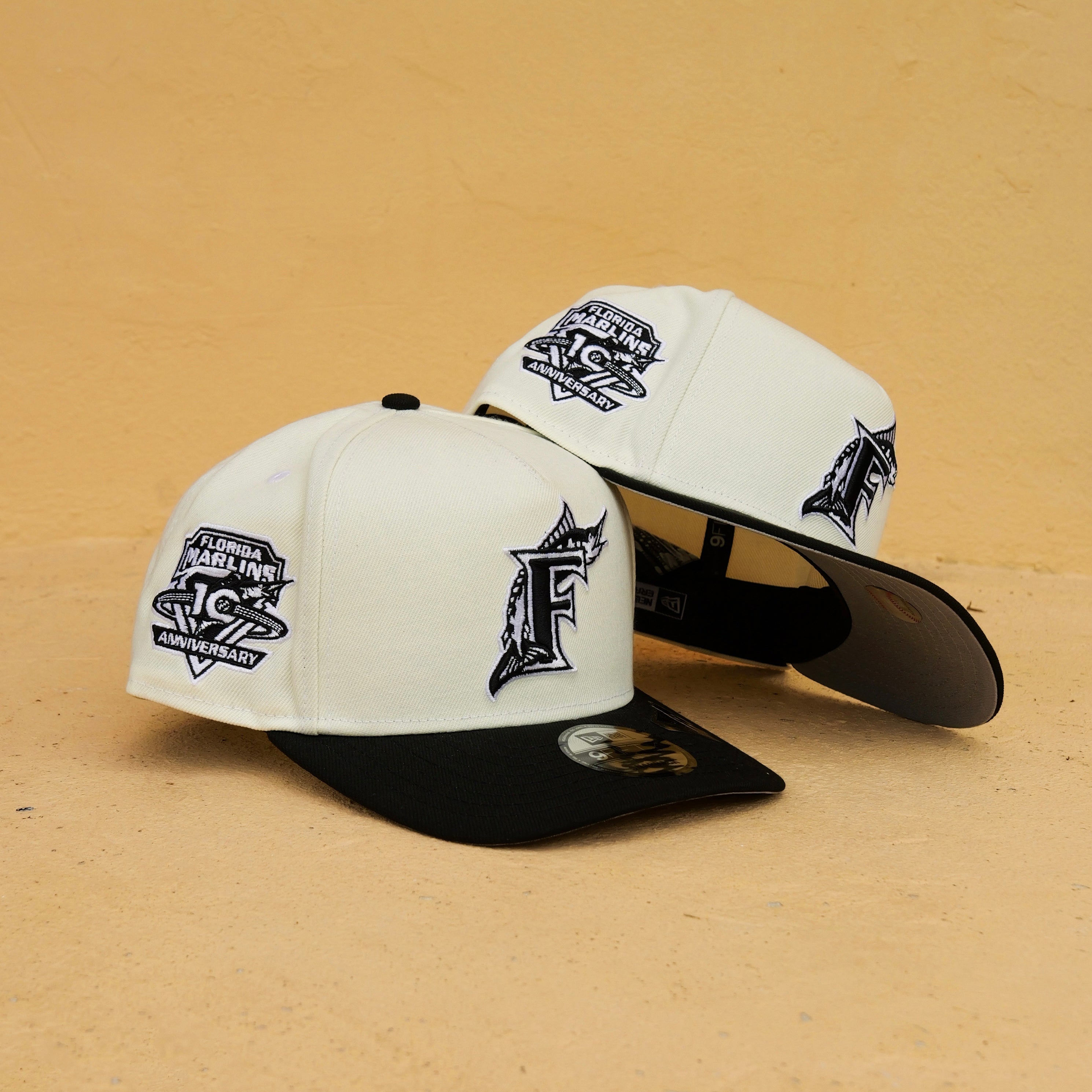 New Era Florida Marlins 10th Anniversary 9FIFTY A-Frame Snapback-(Cream/Black)